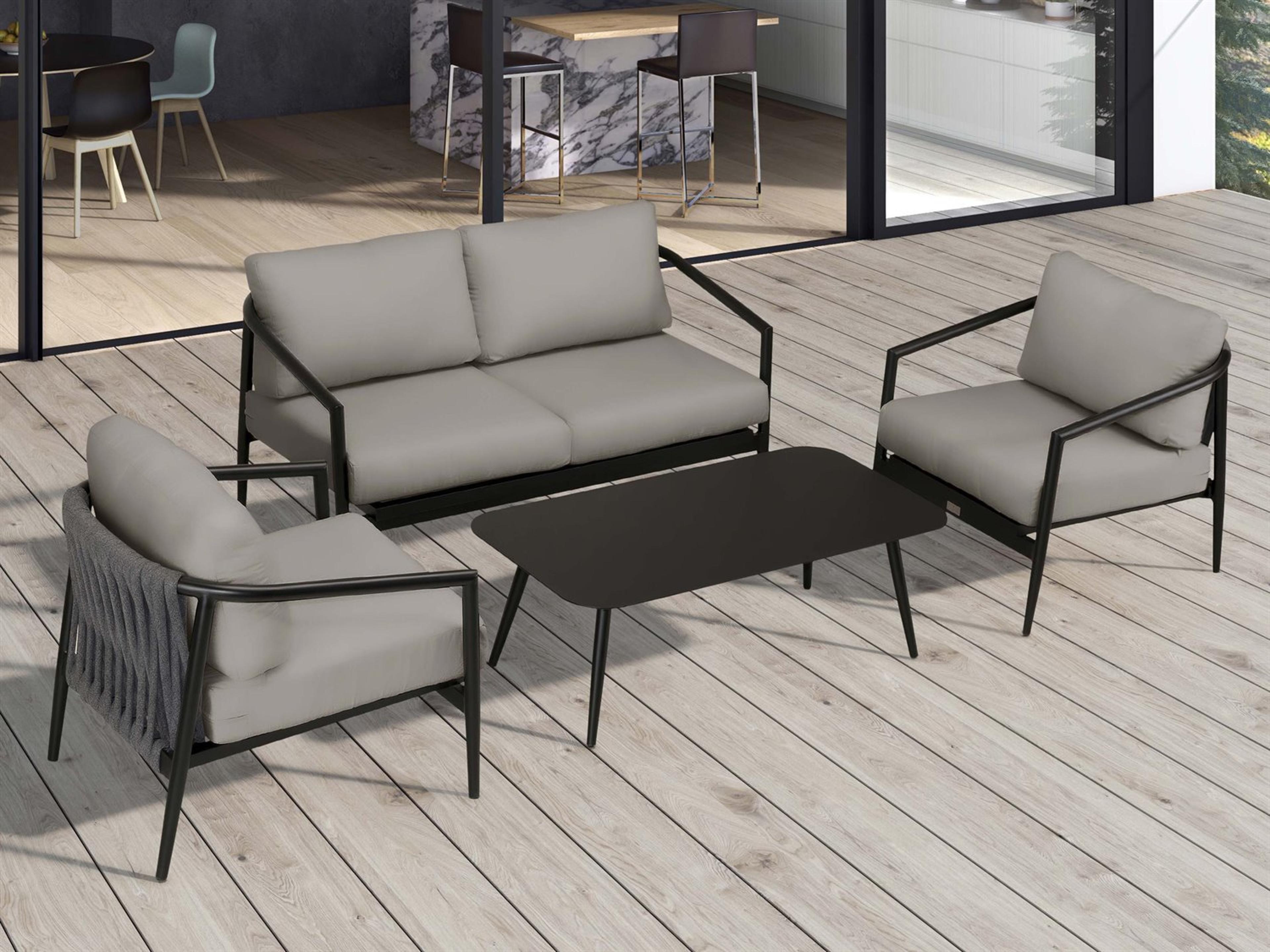 Harmonia Living Olio Aluminum 4 Piece Outdoor Patio Lounge Set