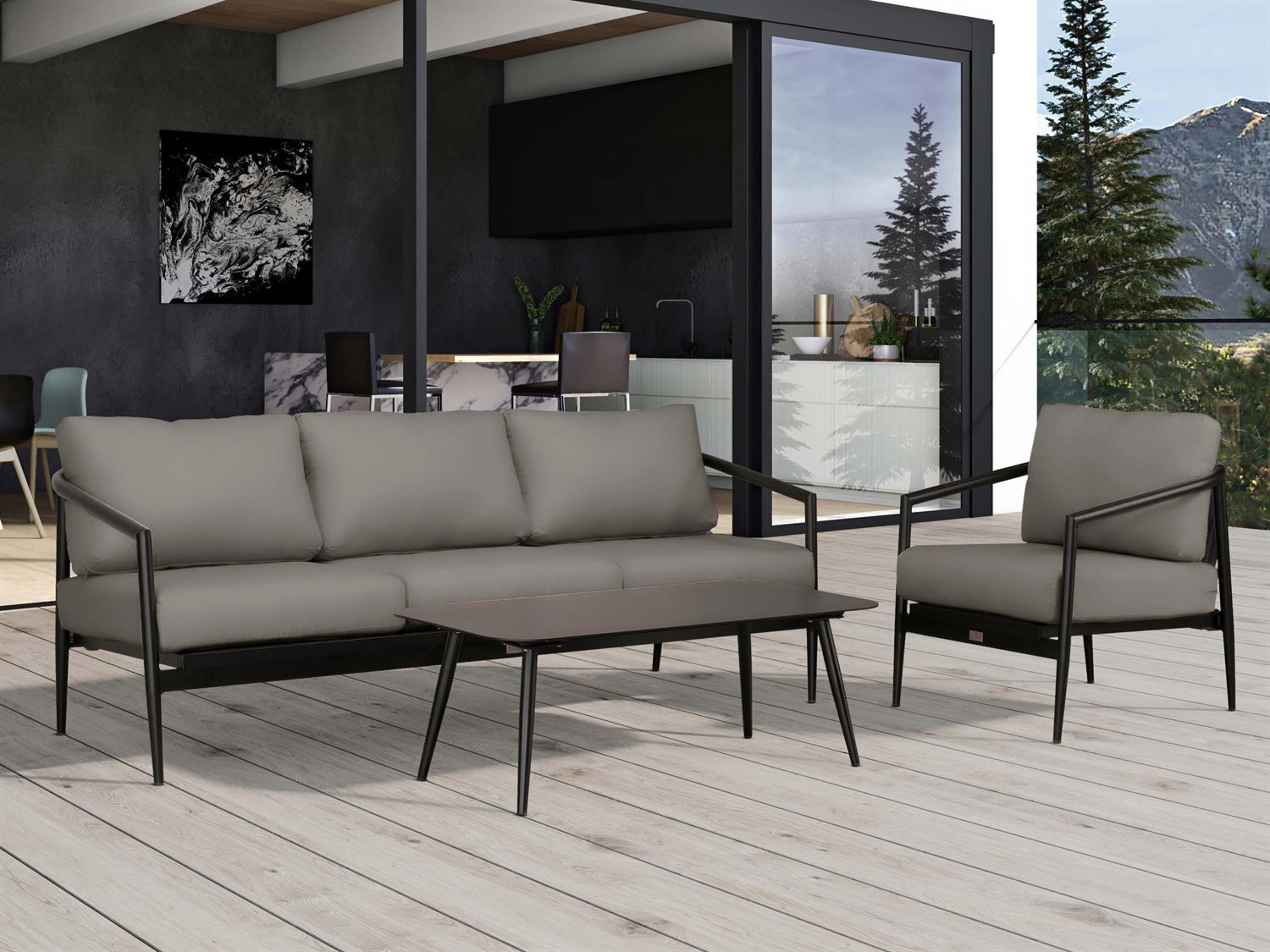 Harmonia Living Olio Aluminum 3 Piece Patio Lounge Set