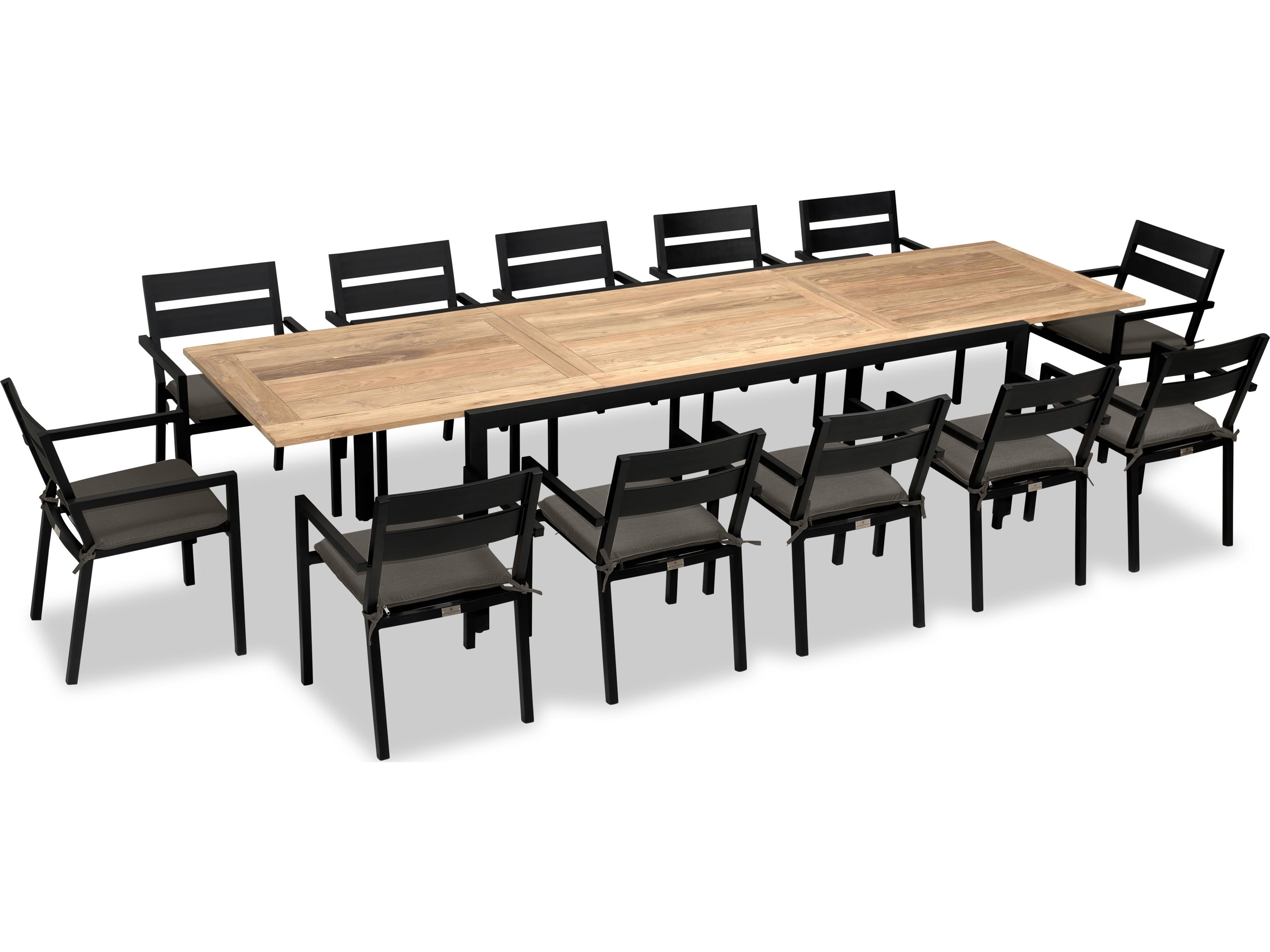 Harmonia Living Pacifica Aluminum Black Communal 13 Piece Extendable Outdoor Dining Set