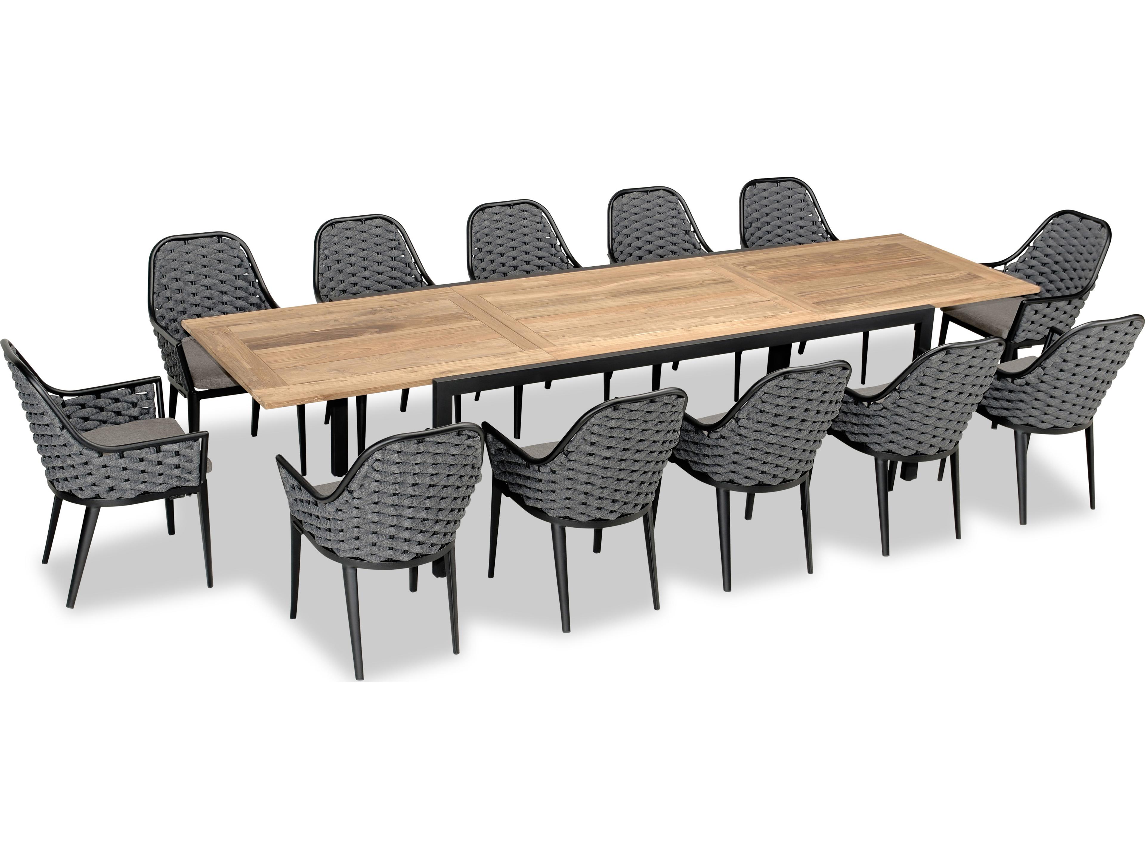 Harmonia Living Parlor Aluminum Rope 13 Piece Seat Outdoor Patio Dining Set