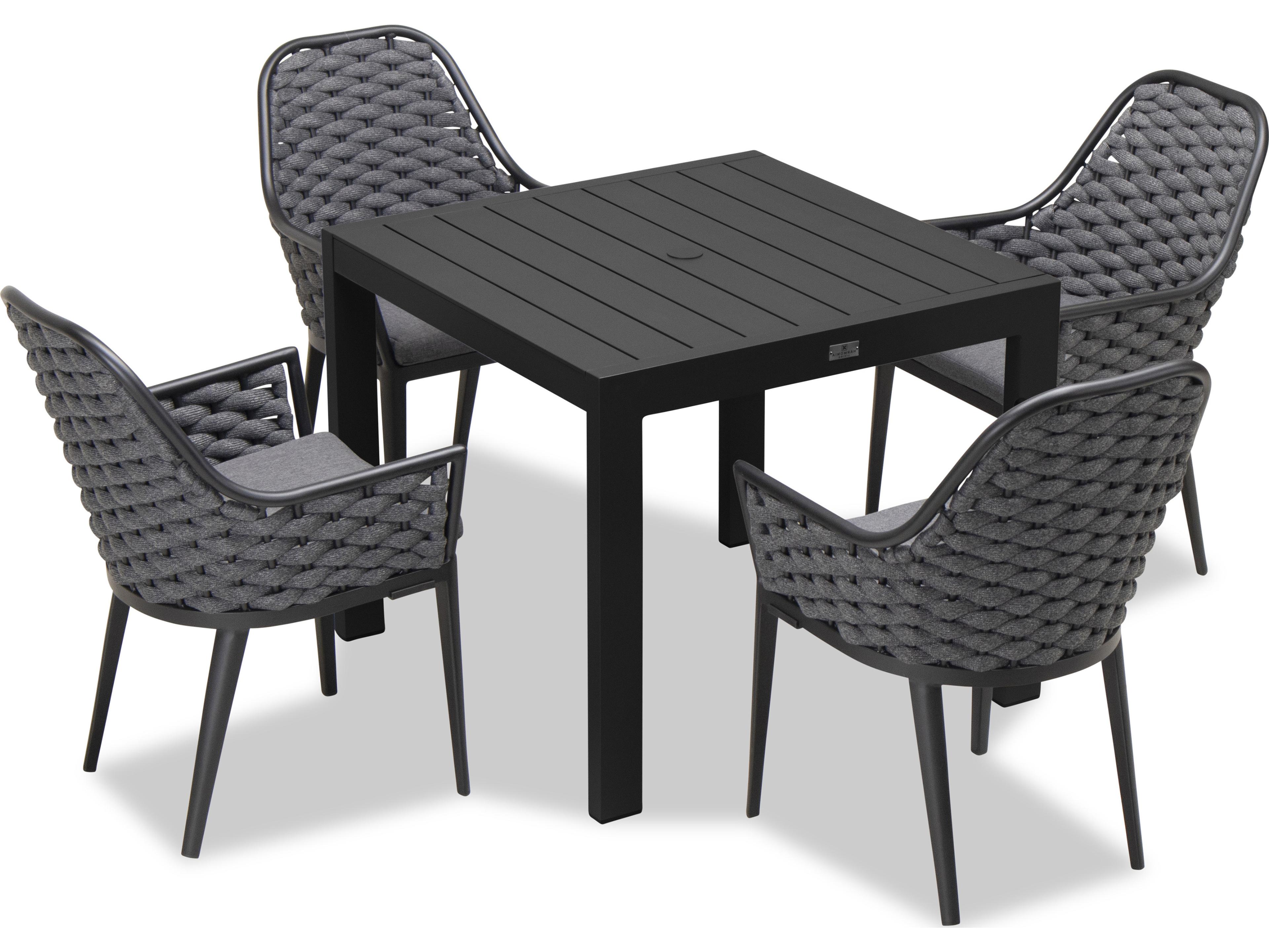 Harmonia Living Parlor Aluminum Rope Classic 4 Piece Patio Dining Set