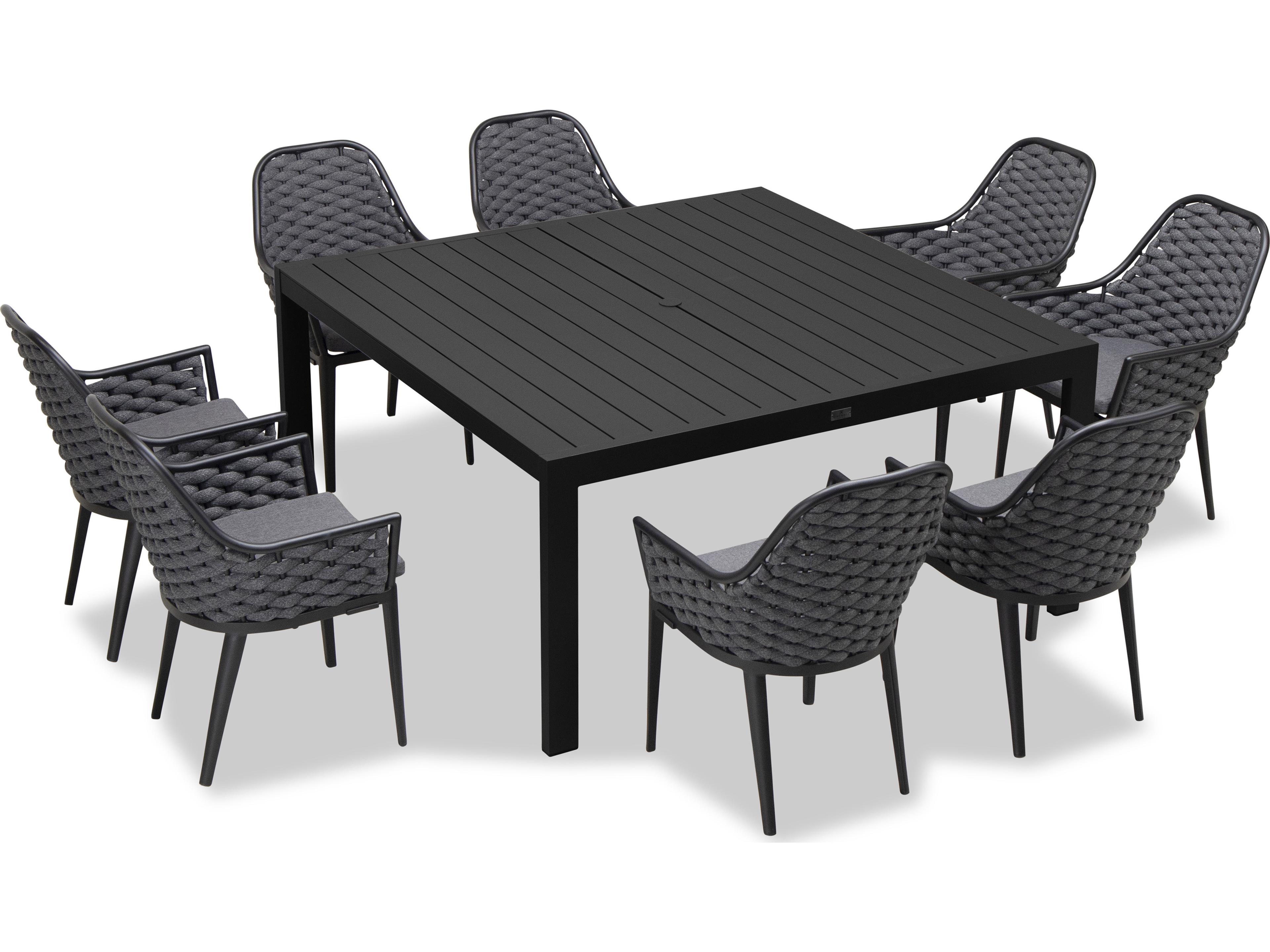 Harmonia Living Parlor Aluminum Rope 9 Piece Seat Outdoor Patio Dining Set