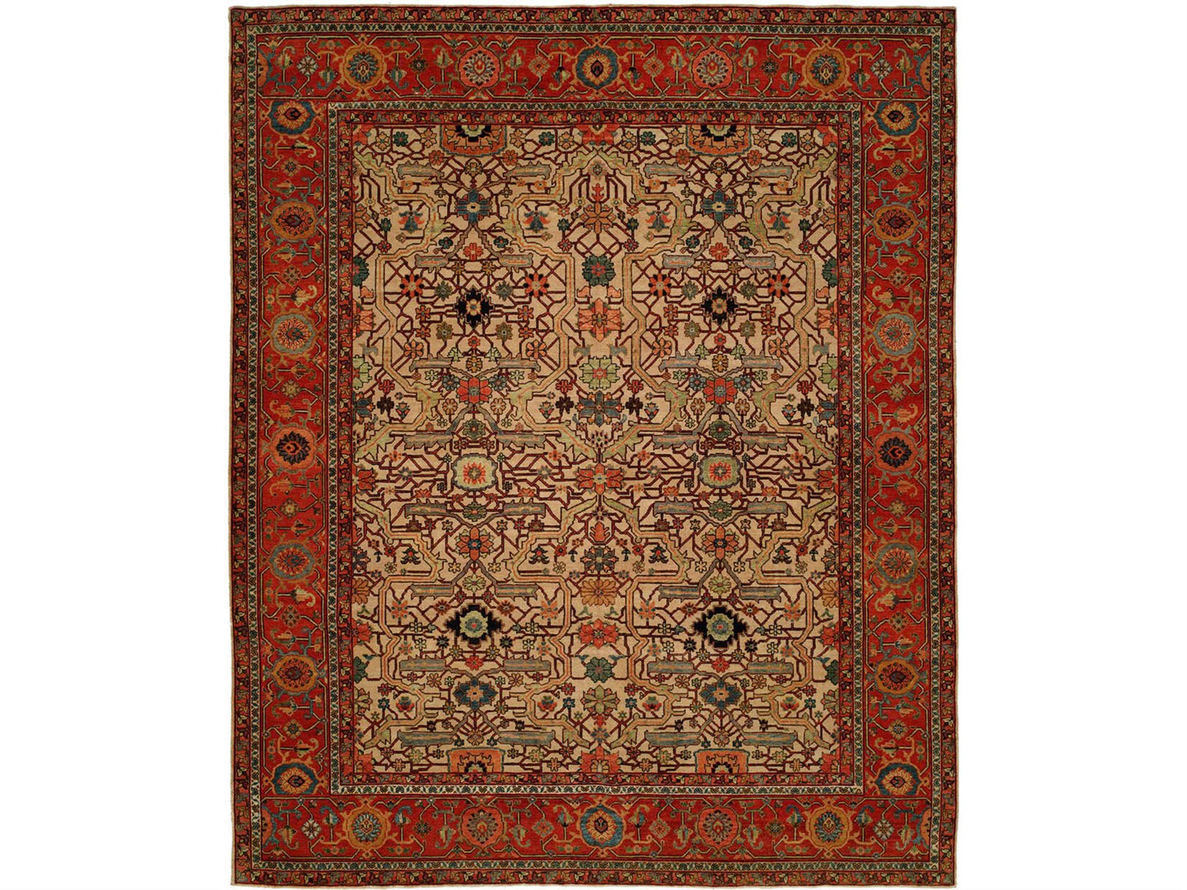 Harounian Rugs Antique Heriz Ivory - Red Area Rug