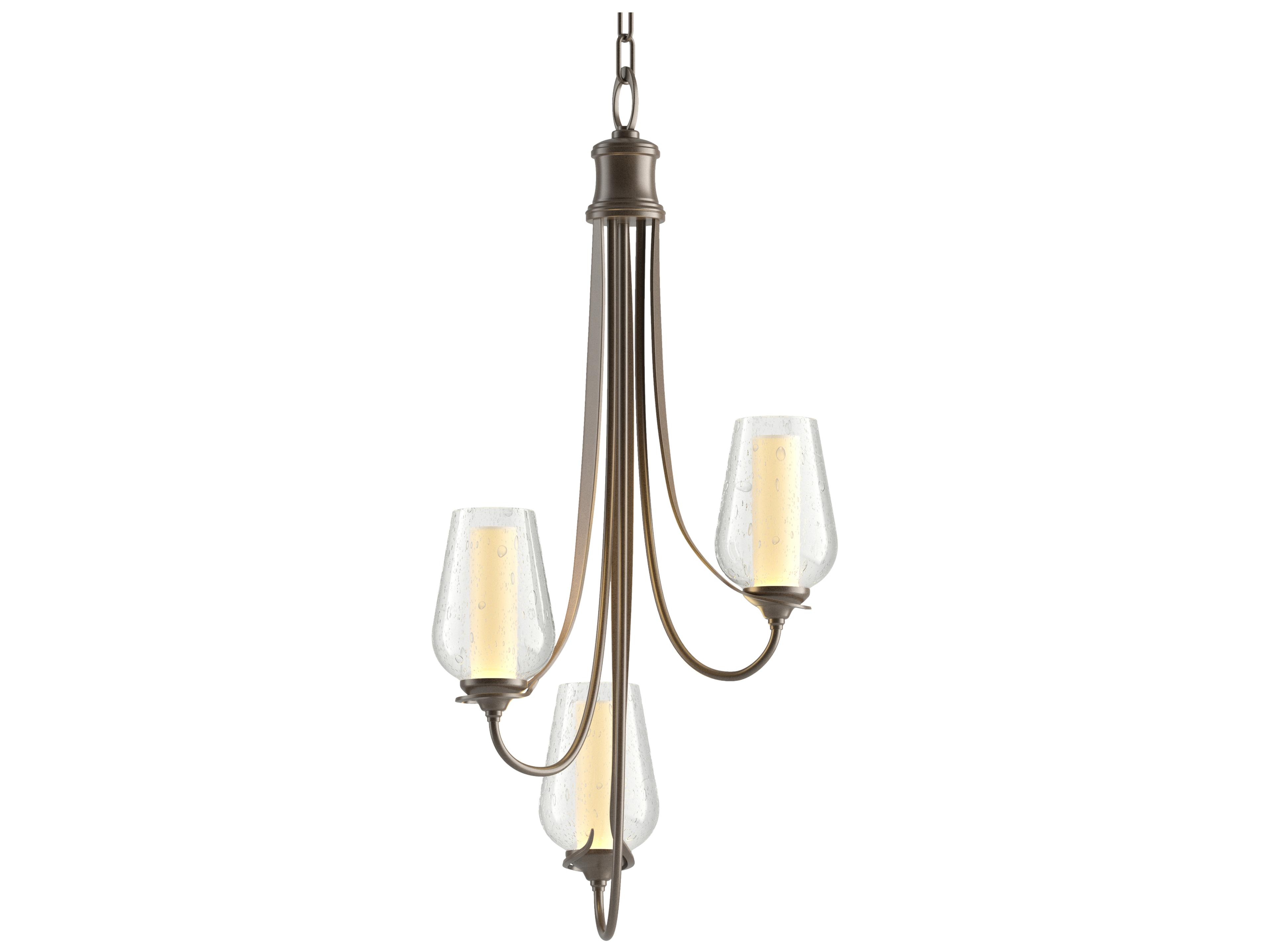 Hubbardton Forge Flora 3-Light Glass Tiered Chandelier