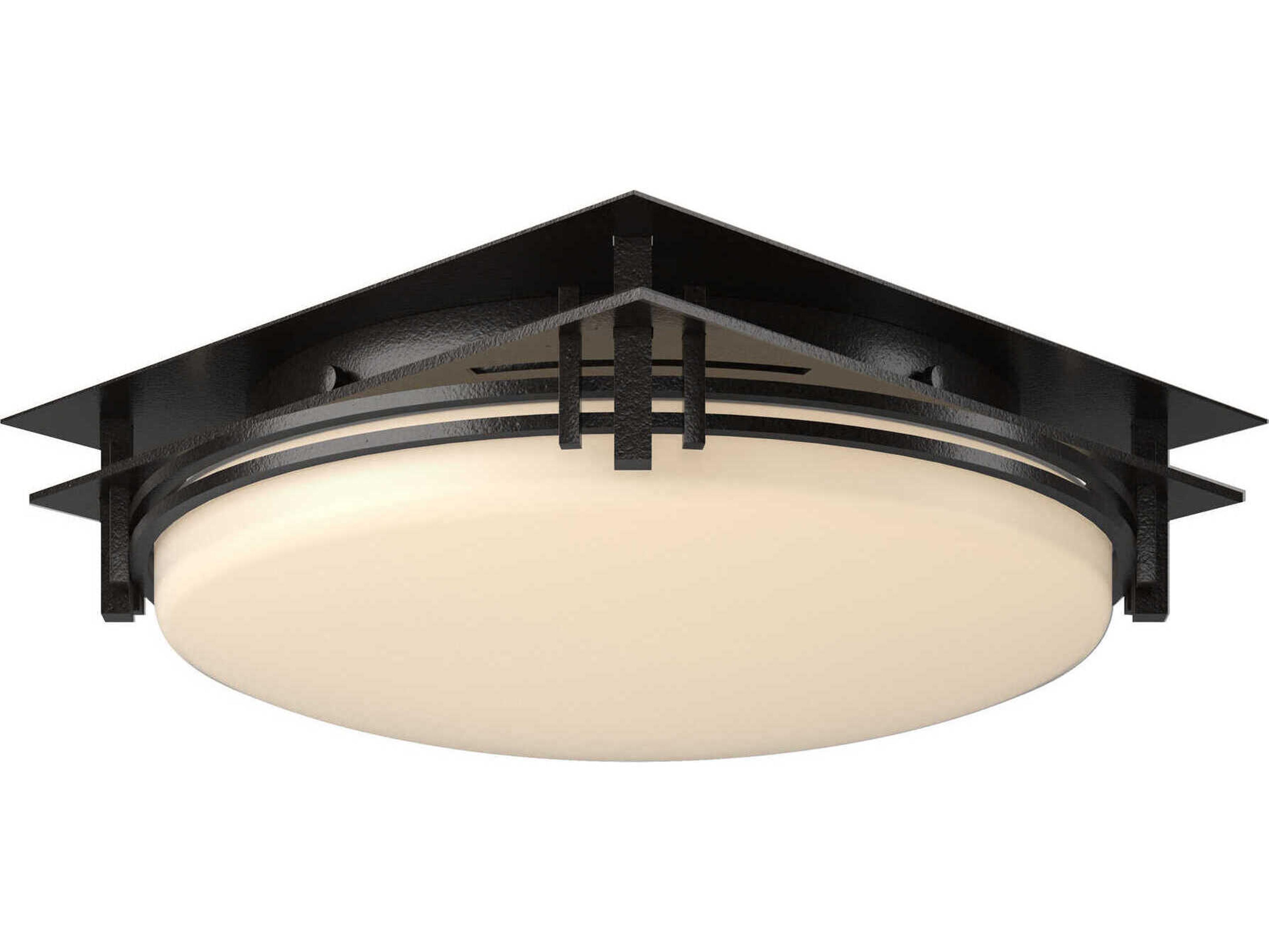 Hubbardton Forge Banded 2-Light Glass Round Flush Mount