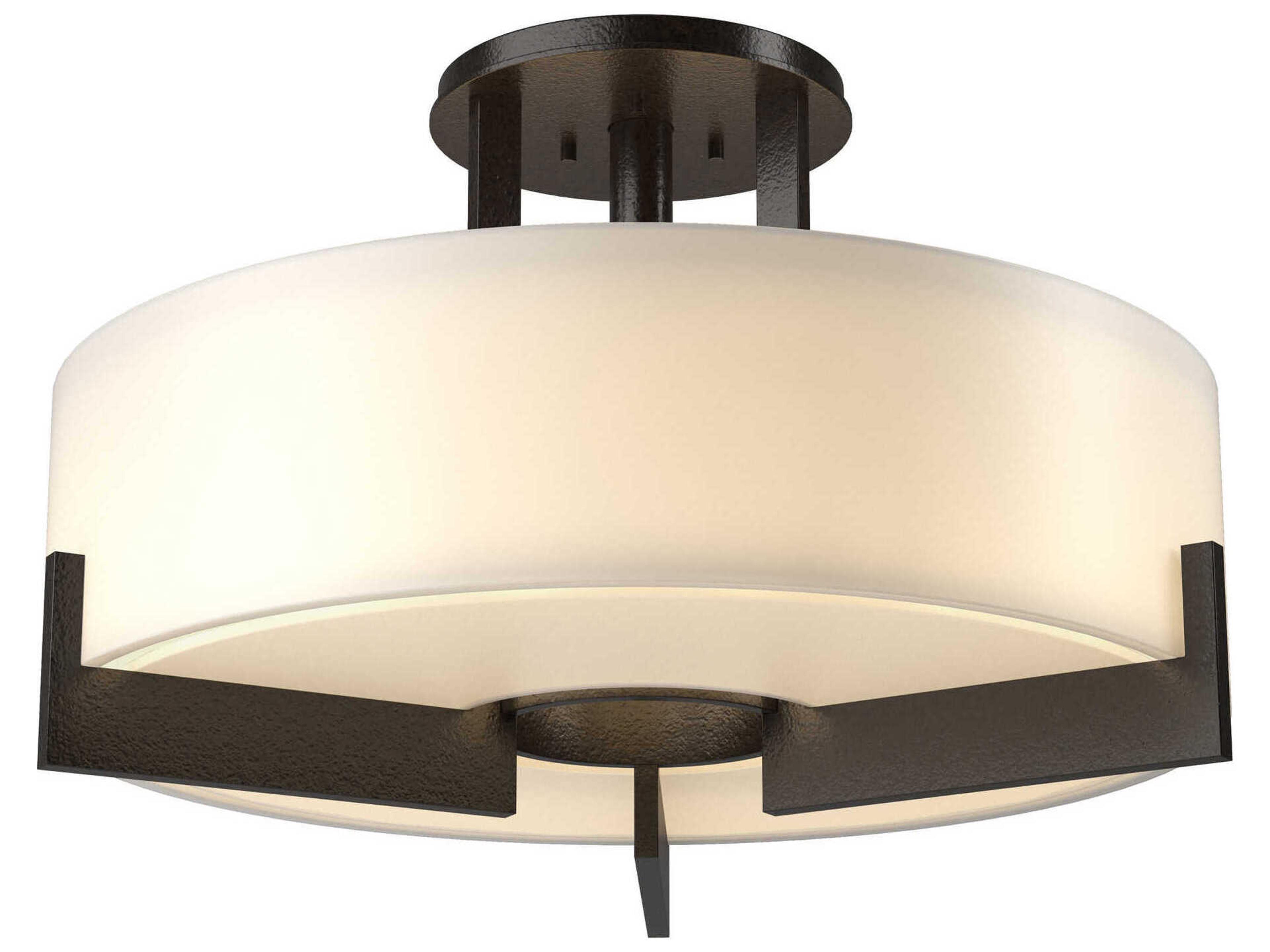Hubbardton Forge Axis 3-Light Glass Drum Round Semi Flush Mount