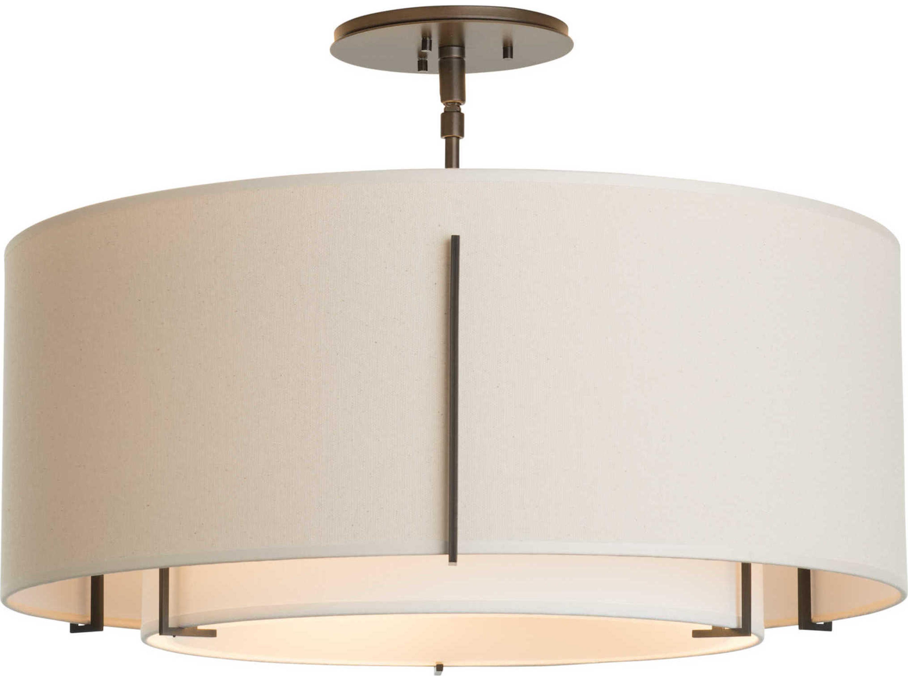 Hubbardton Forge Exos 3-Light Glass Drum Tiered Semi Flush Mount