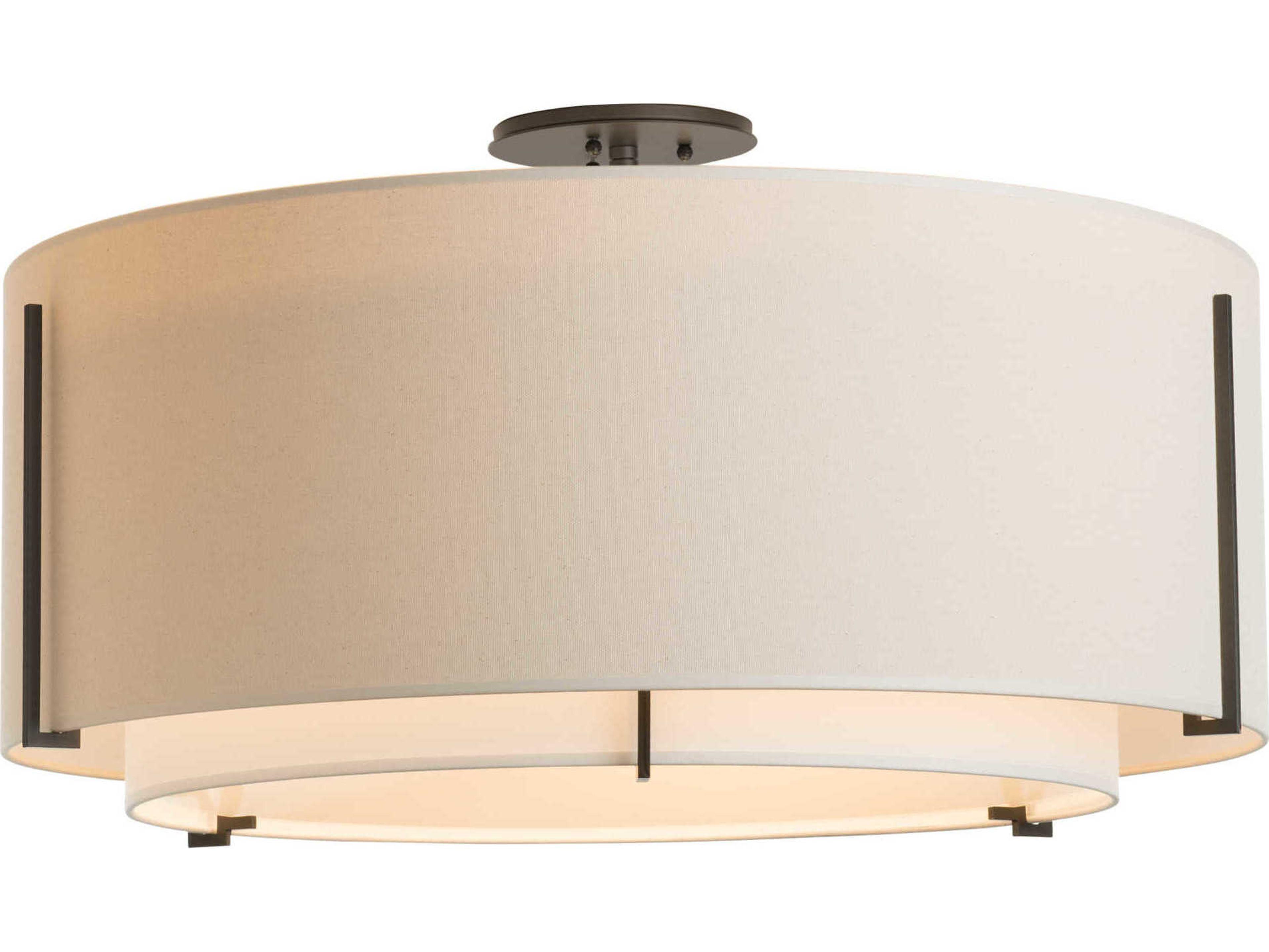 Hubbardton Forge Exos 3-Light Glass Drum Tiered Semi Flush Mount