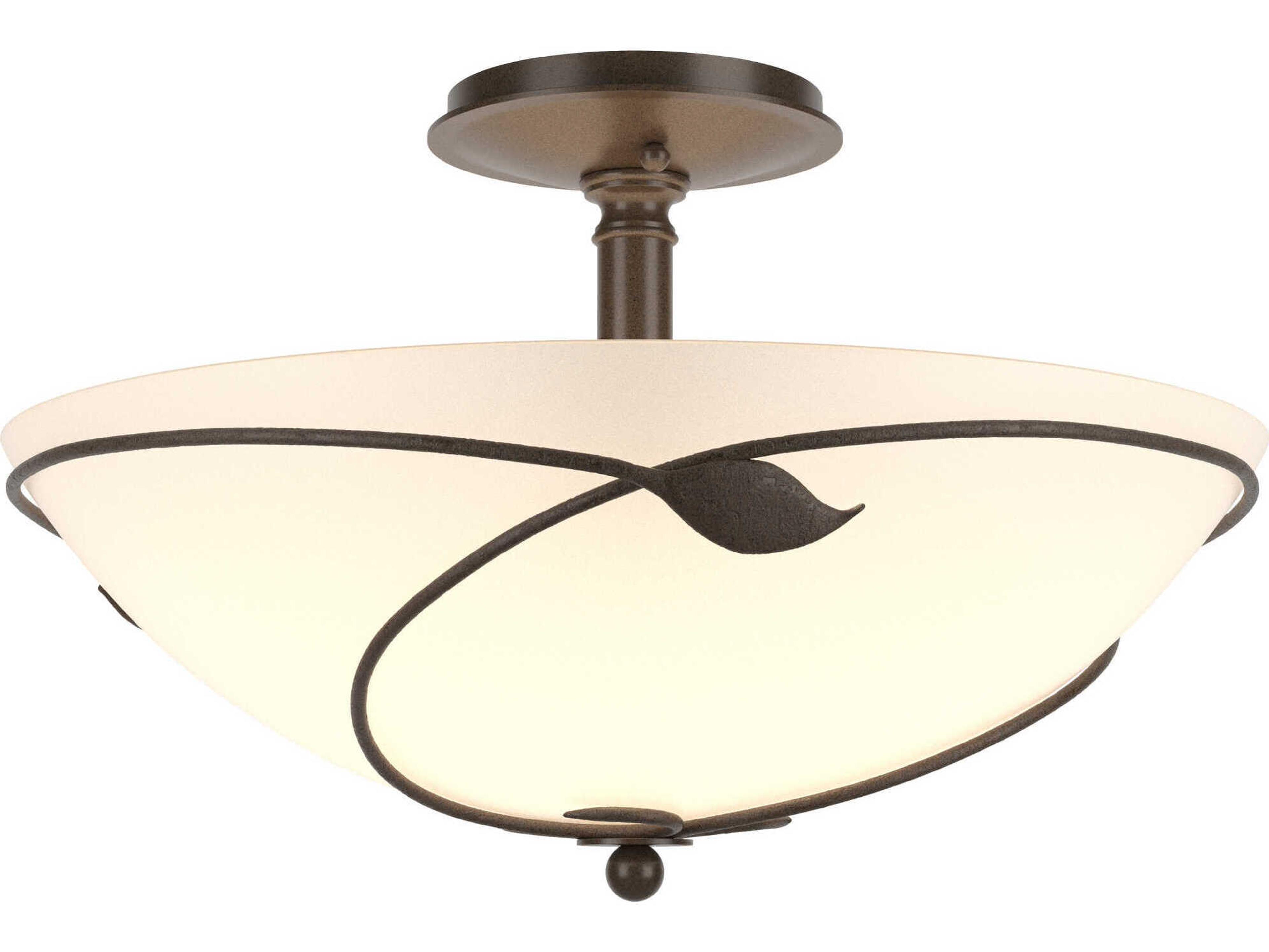 Hubbardton Forge Leaf 3-Light Glass Bowl Semi Flush Mount
