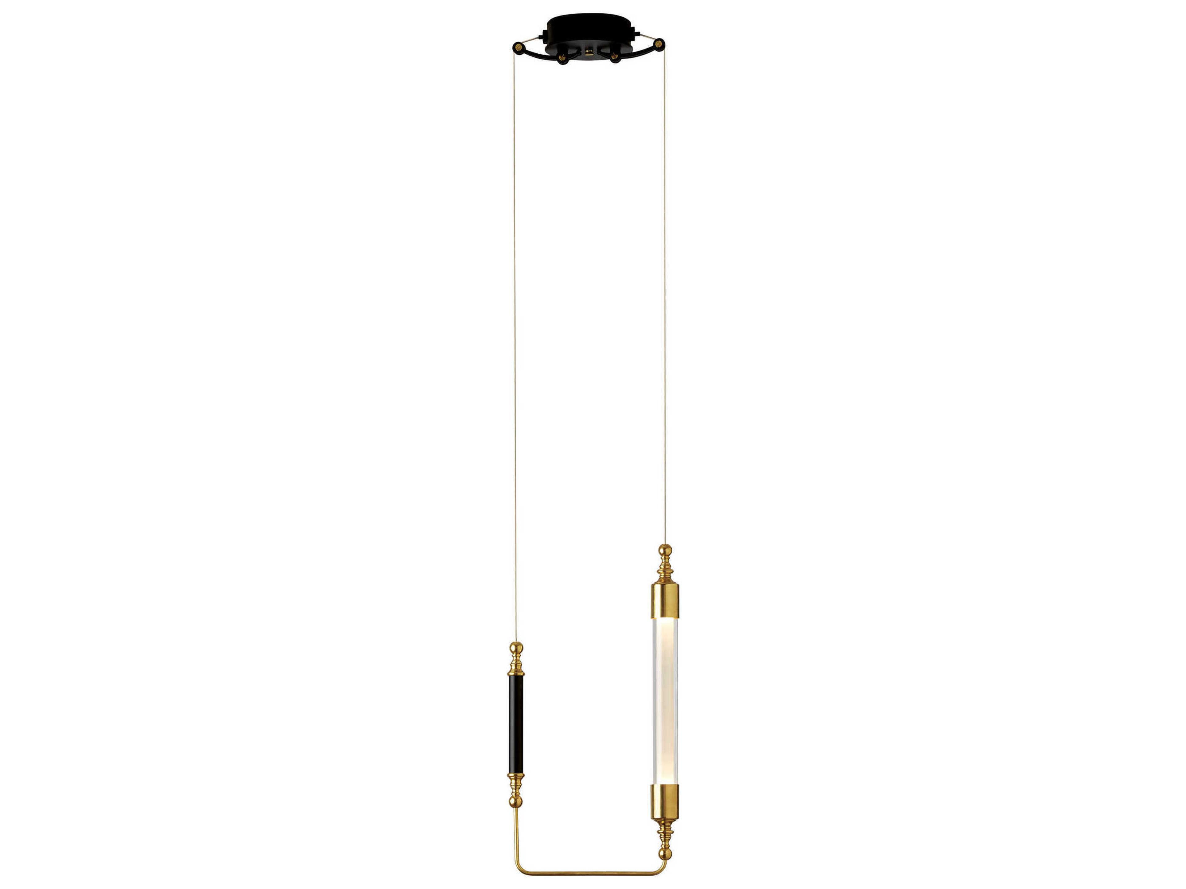 Hubbardton Forge Otto 2-Light Brass Black Glass Cylinder Mini Pendant