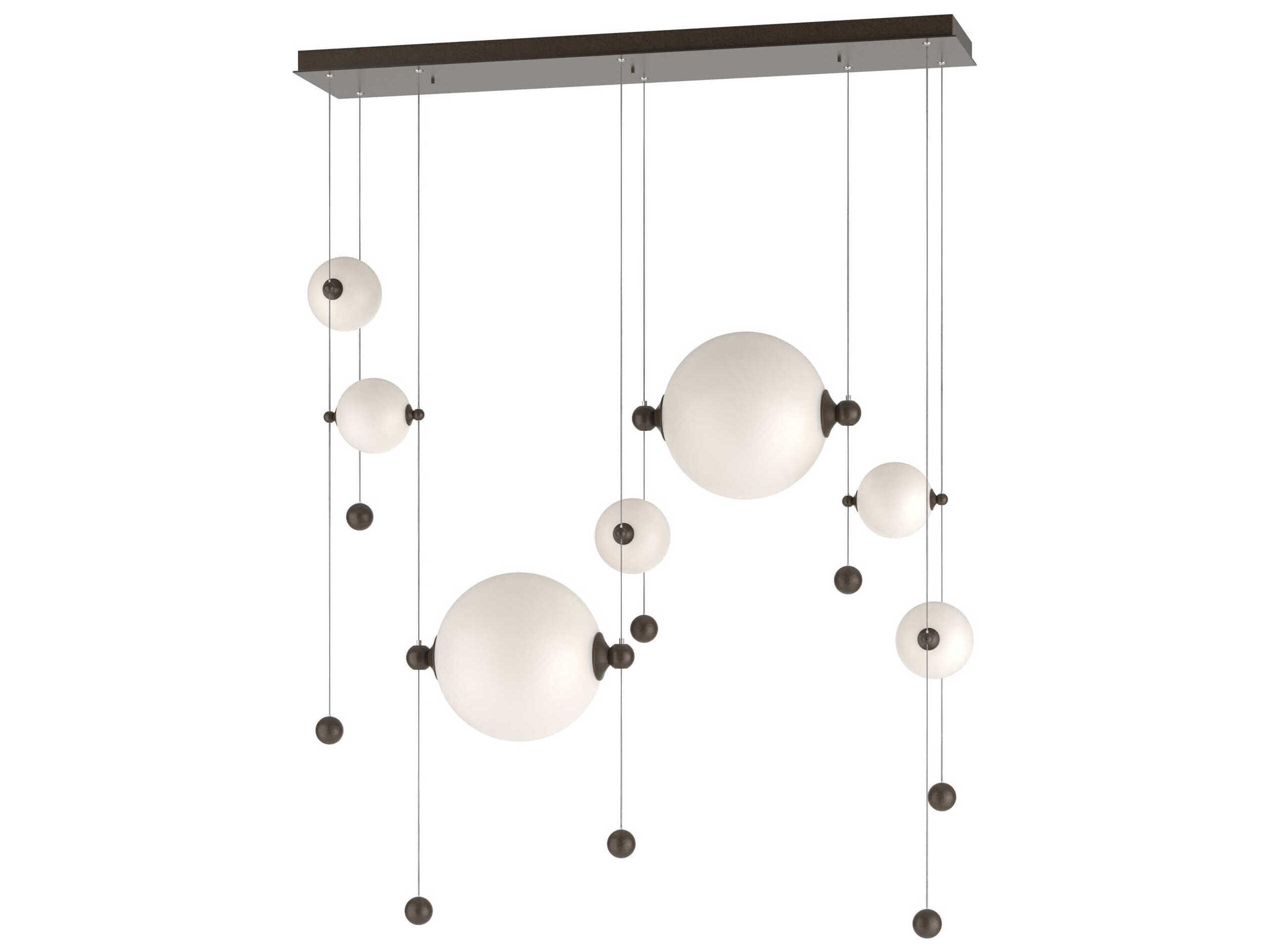 Hubbardton Forge Abacus 7-Light Glass LED Globe Linear Island Pendant
