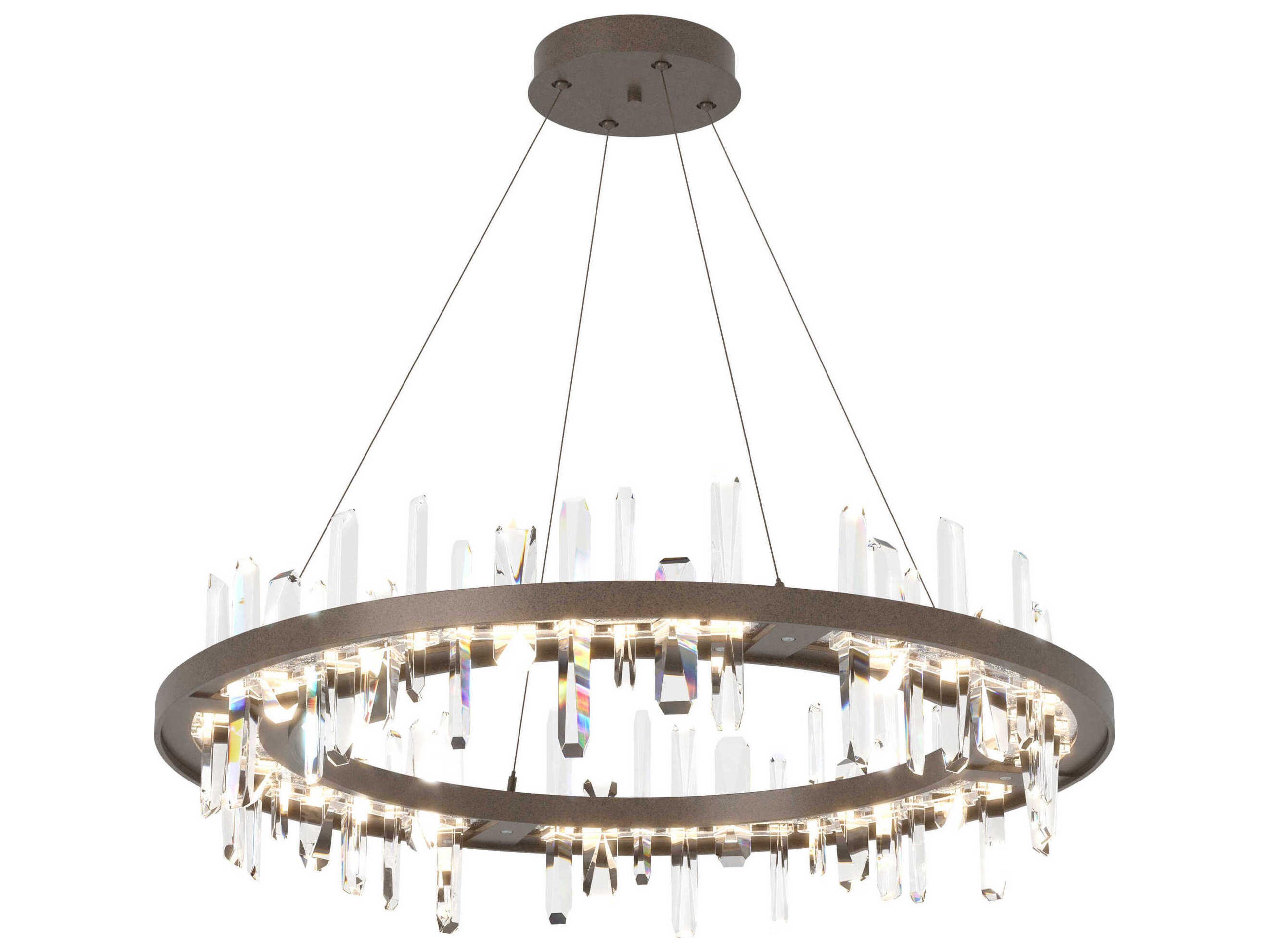 Hubbardton Forge Solitude 1-Light Crystal LED Geometric Round Pendant