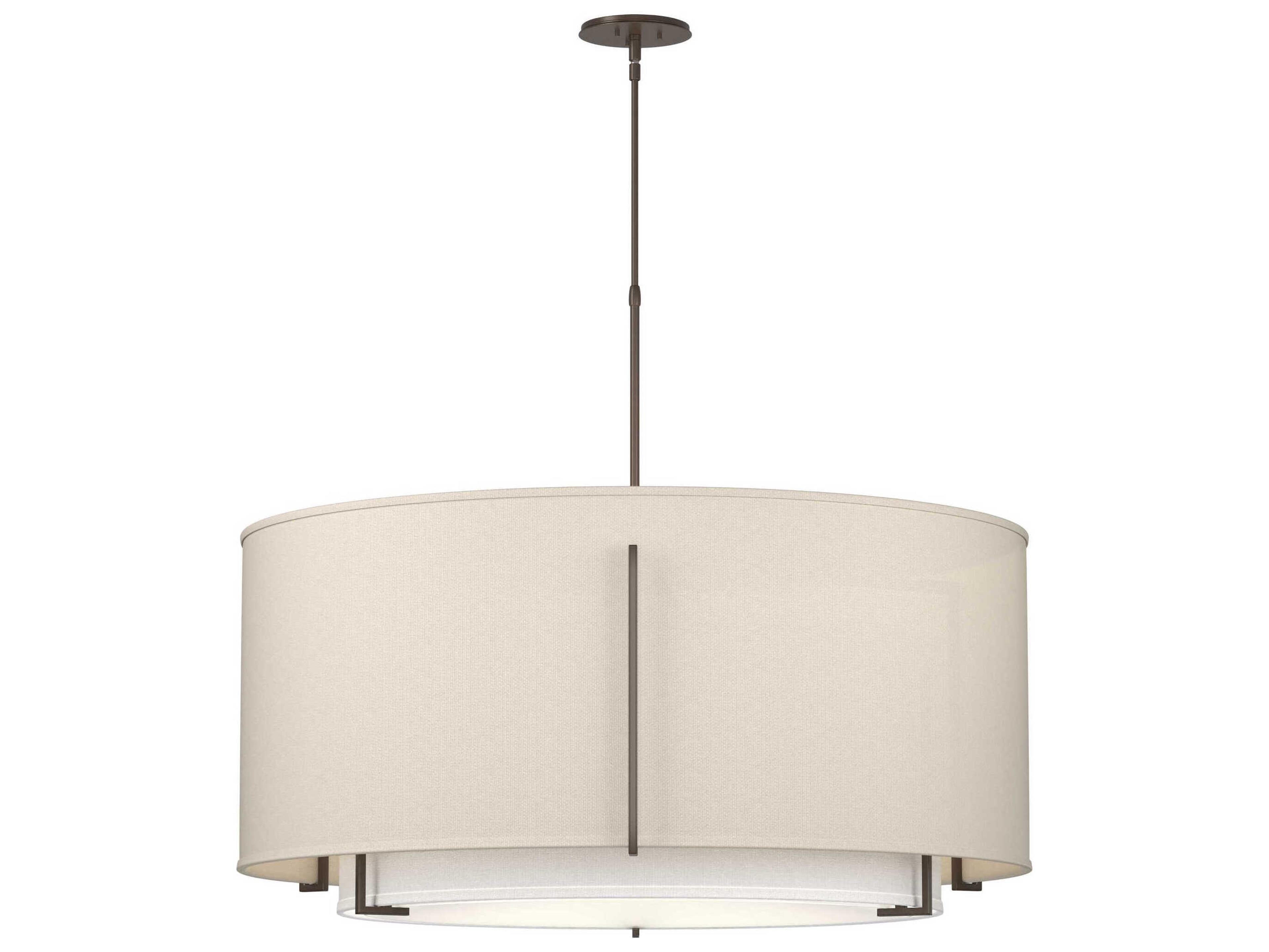 Hubbardton Forge Exos 3-Light Pewter Glass Drum Tiered Pendant