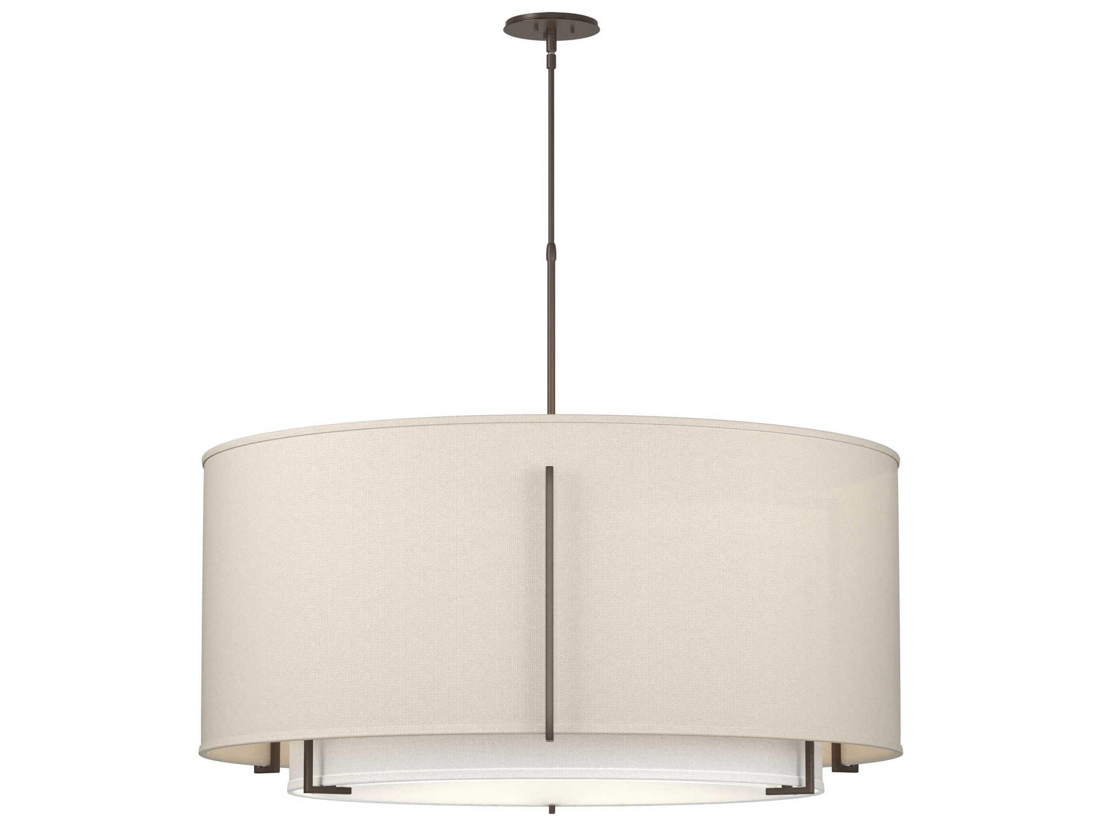Hubbardton Forge Exos 6-Light Pewter Glass Drum Tiered Pendant