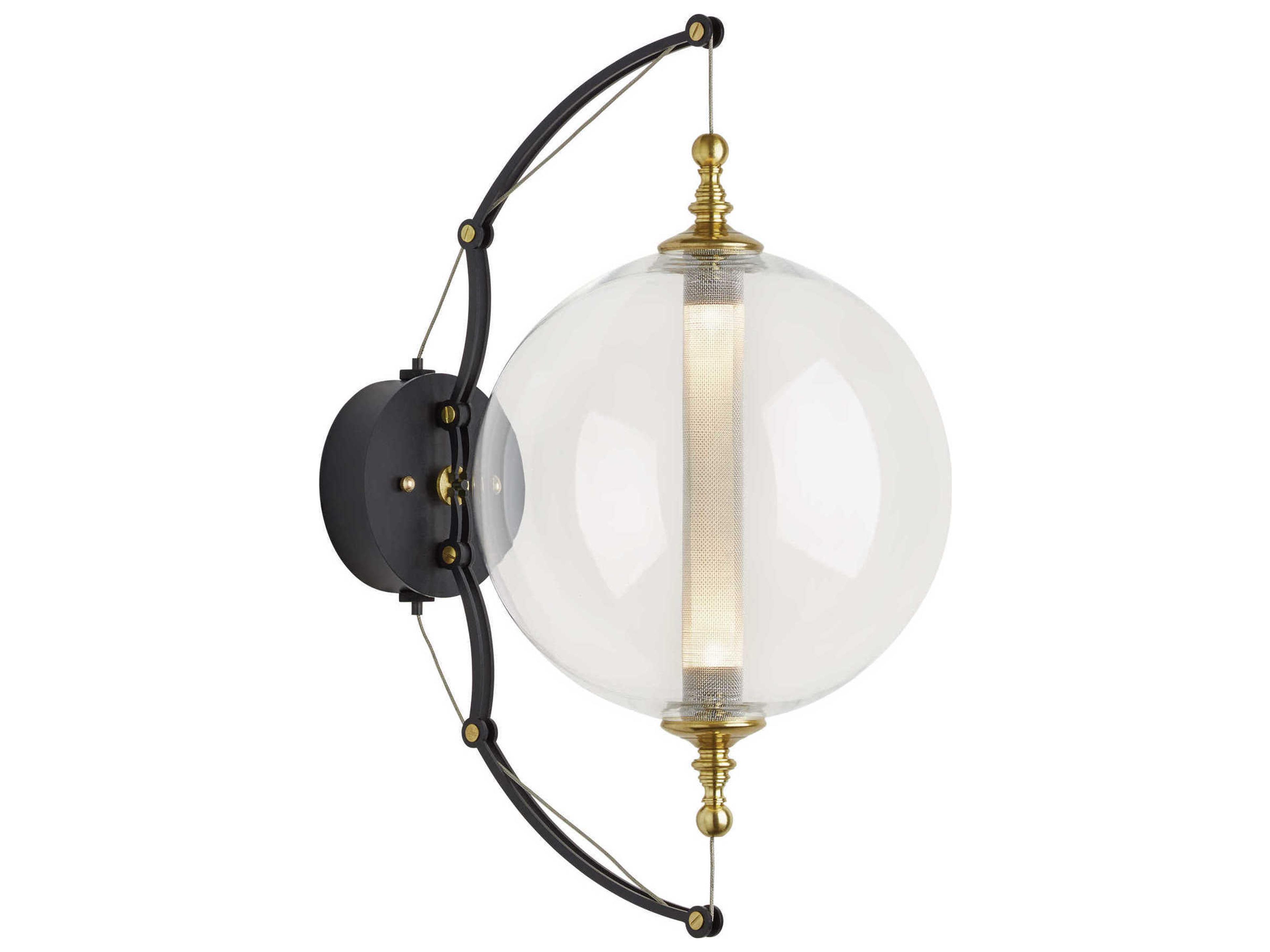 Hubbardton Forge Otto 2-Light Brass With Black Glass Wall Sconce