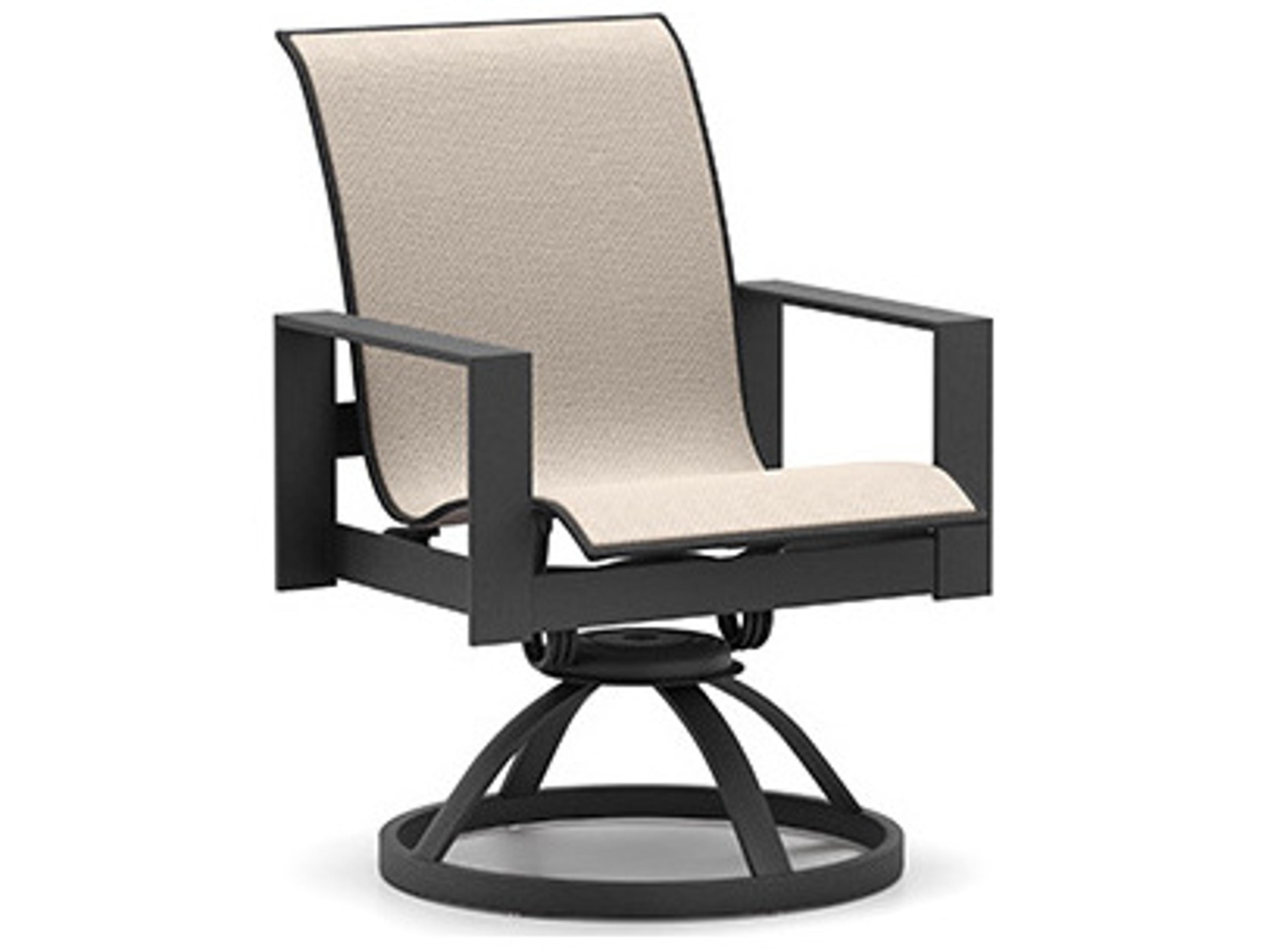 Homecrest Grace Sling Aluminum Low Back Swivel Rocker Dining Chair