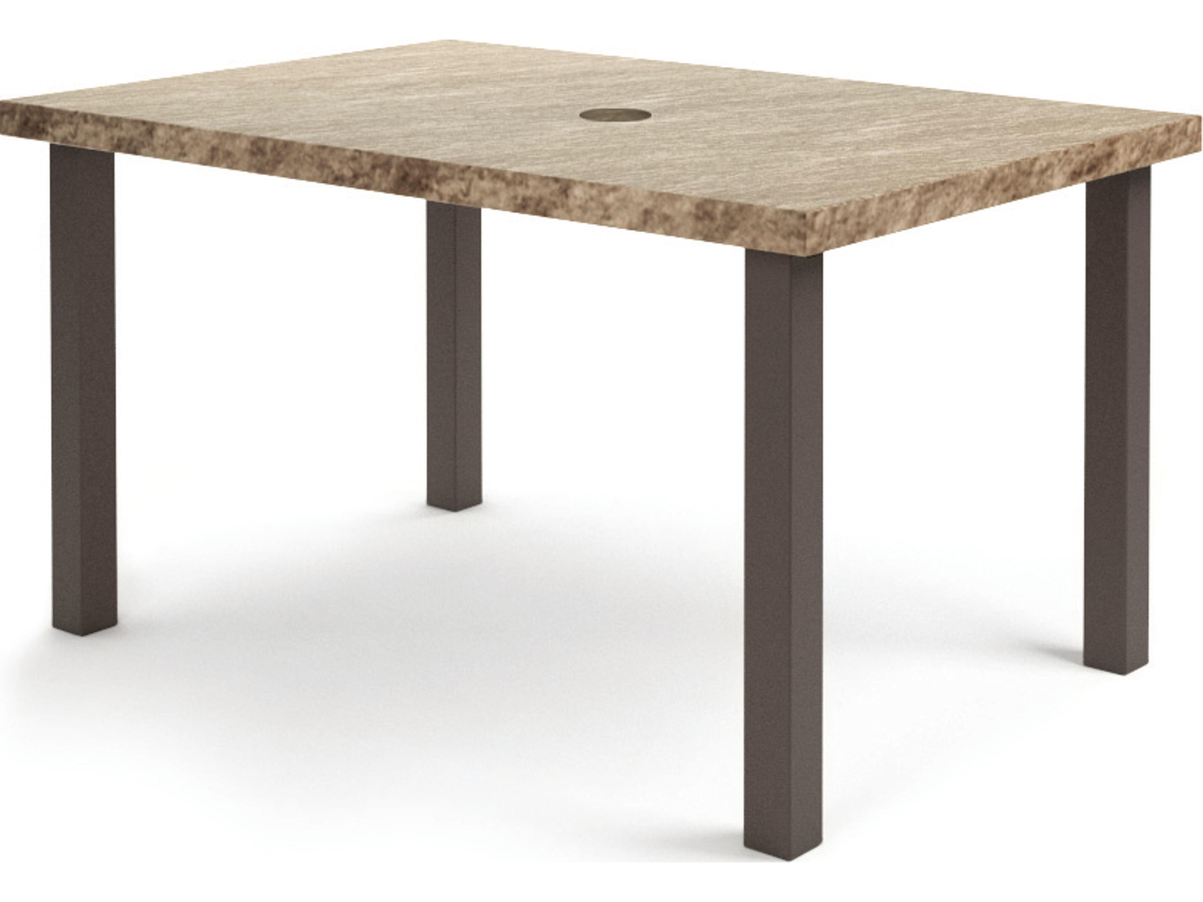 Homecrest Slate Aluminum Rectangular Outdoor Counter Table with Umbrella Hole