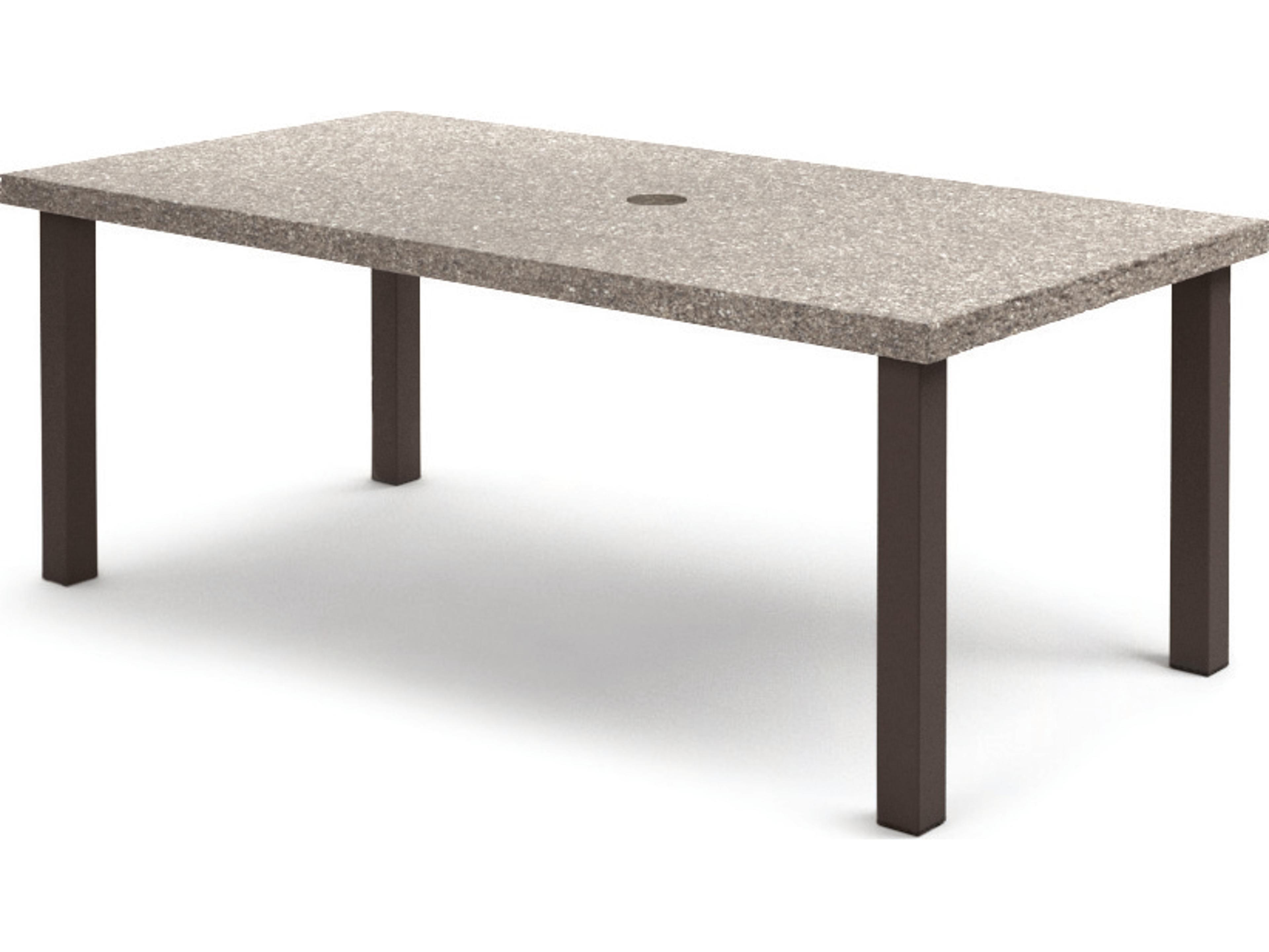 Homecrest Shadow Rock Aluminum Rectangular Outdoor Patio Dining Table with Umbrella Hole