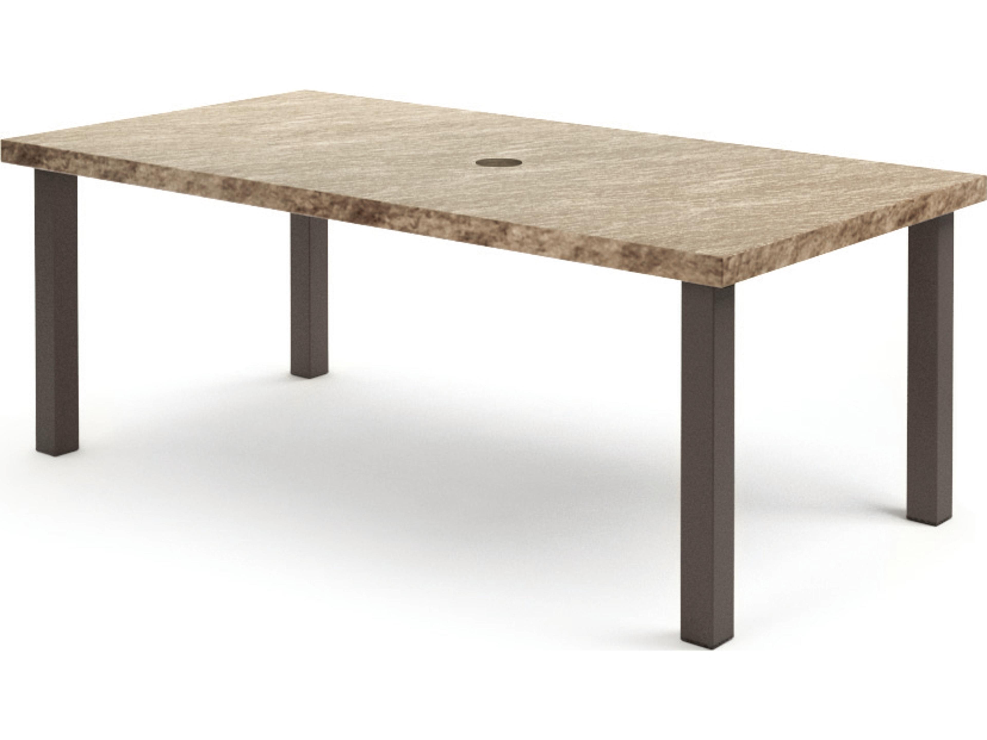 Homecrest Slate Aluminum Rectangular Patio Dining Table with Umbrella Hole