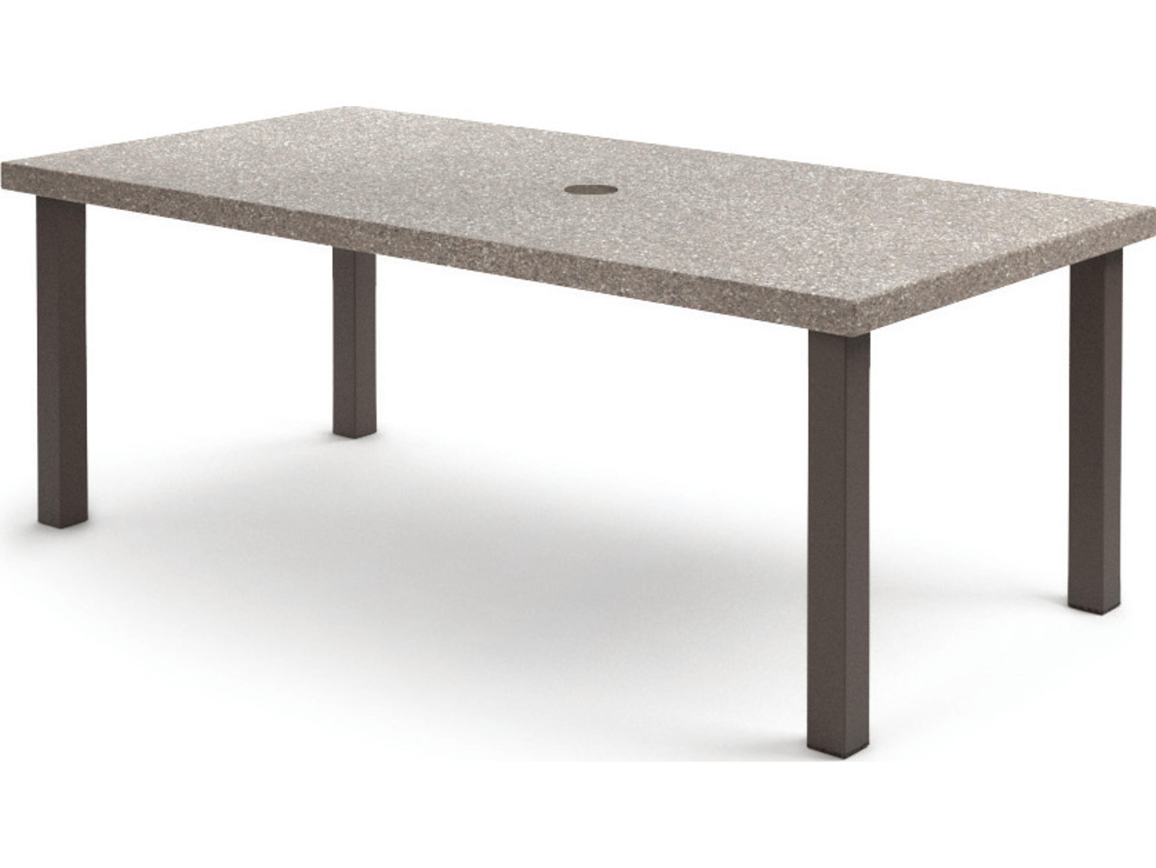Homecrest Stonegate Aluminum Rectangular Outdoor Patio Dining Table with Umbrella Hole