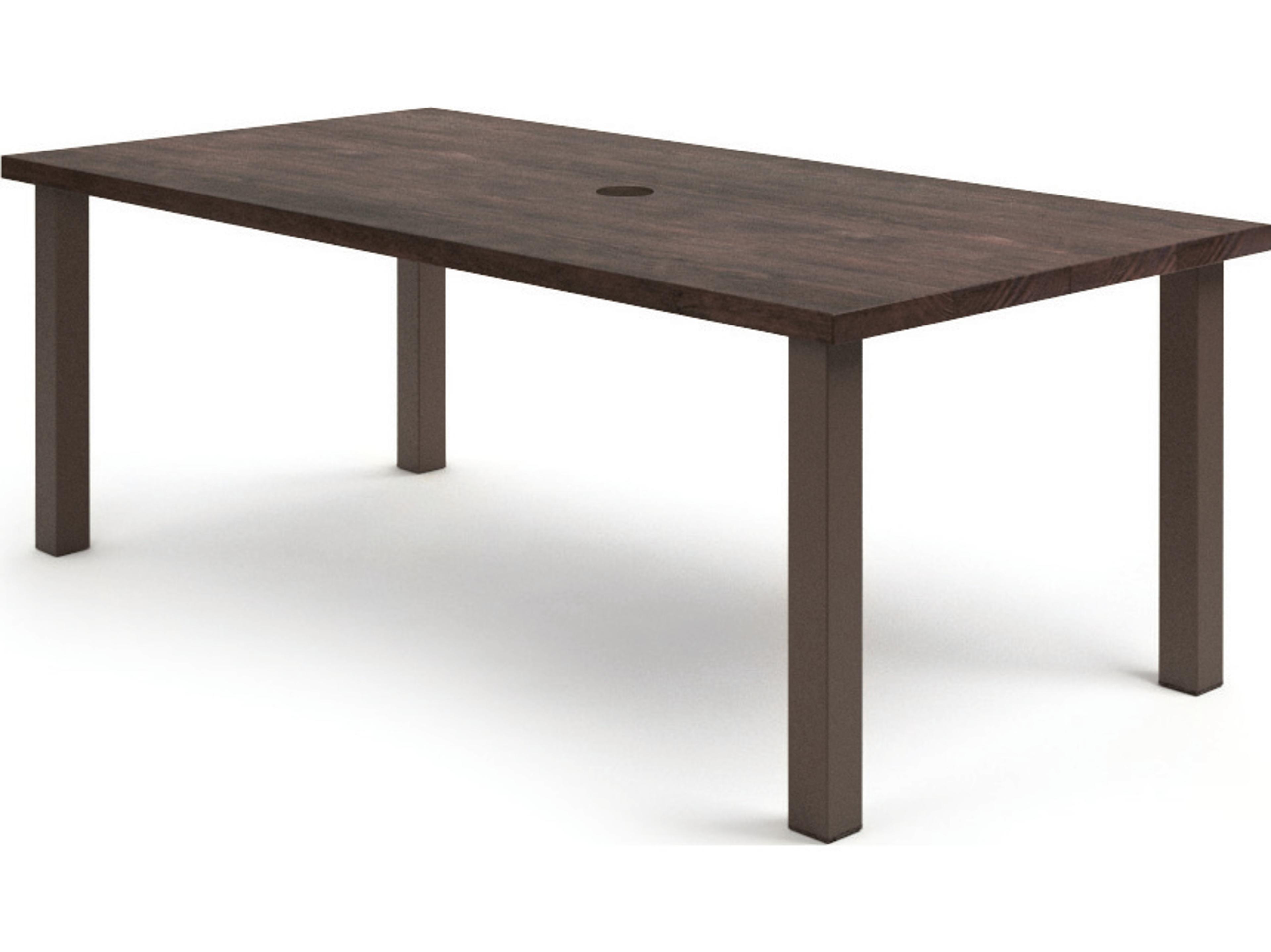 Homecrest Timber Aluminum Rectangular Patio Dining Table with Umbrella Hole