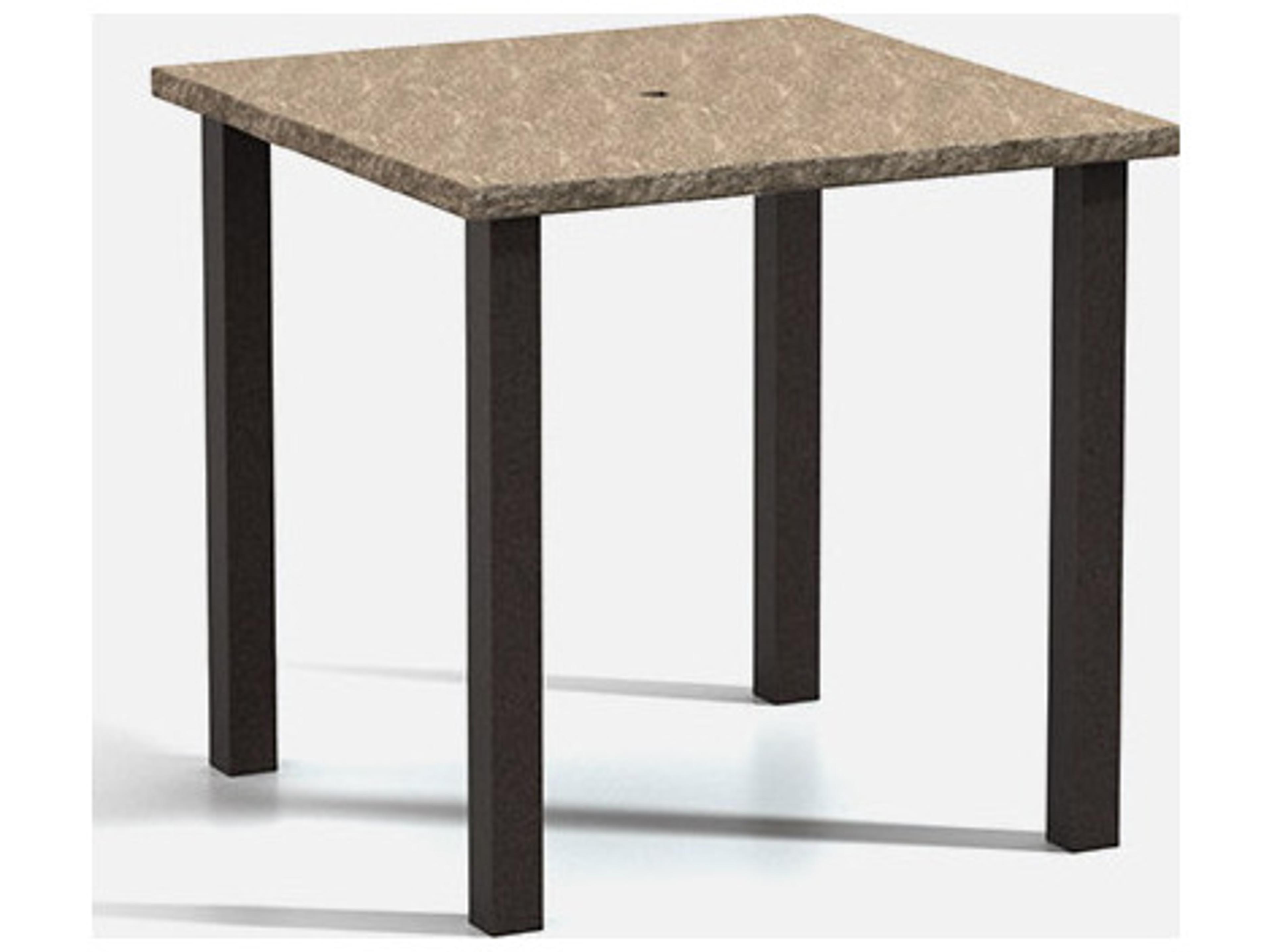 Homecrest Slate Aluminum Square Post Base Outdoor Bar Table with Umbrella Hole