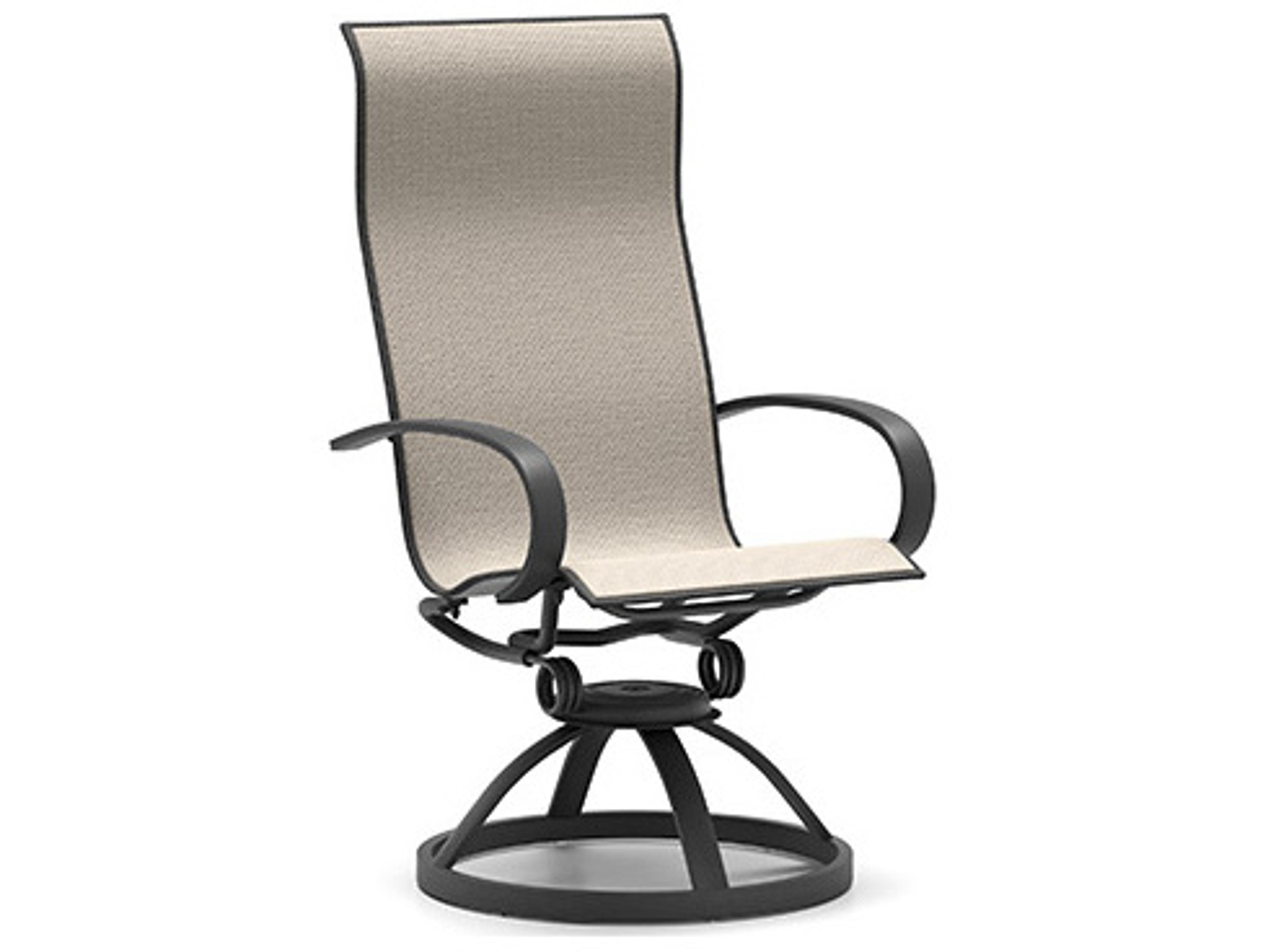 Homecrest Harbor Sling Aluminum High Back Swivel Rocker Dining Chair