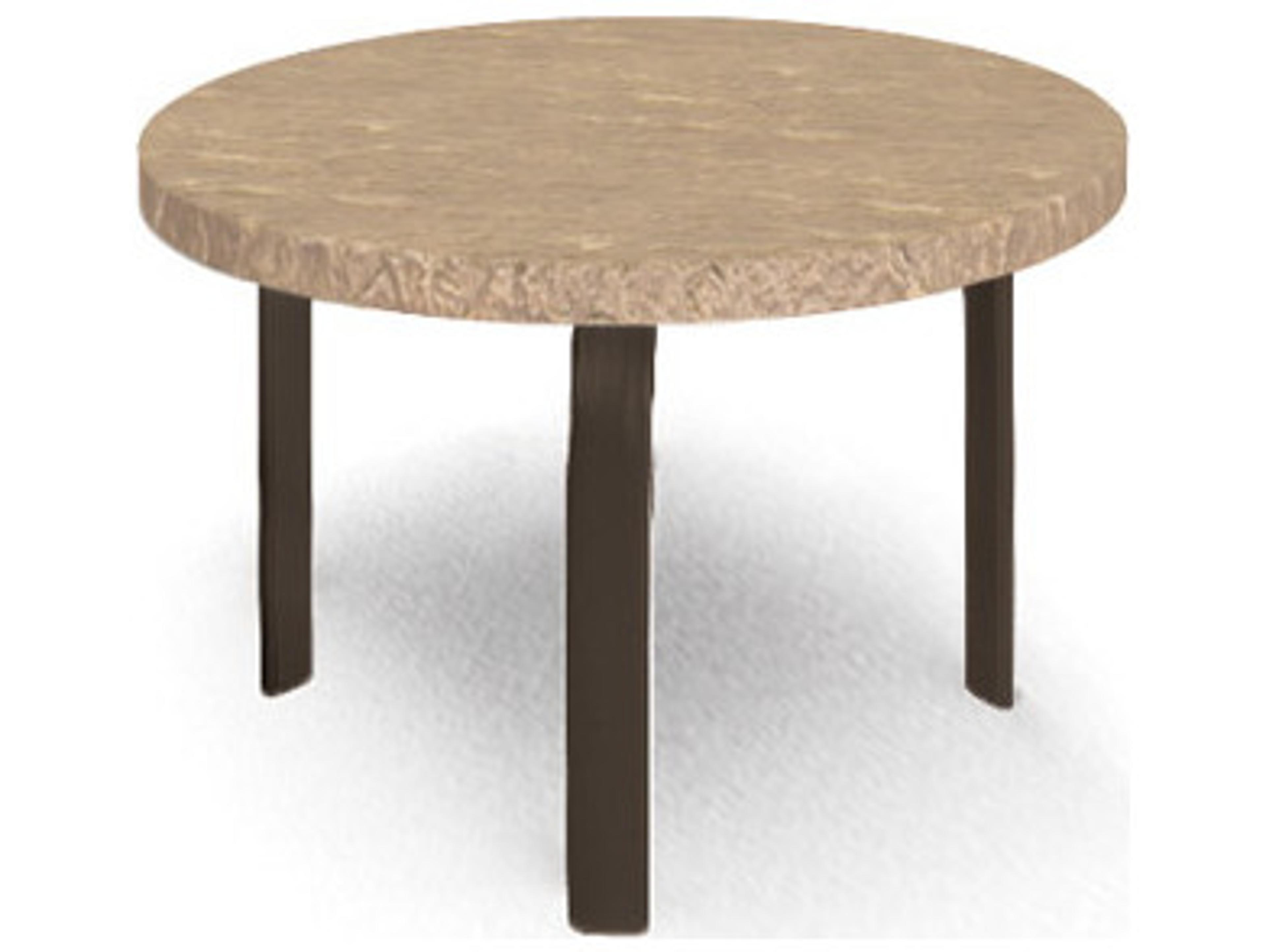Homecrest Sandstone Faux Aluminum Round Outdoor Patio End Table