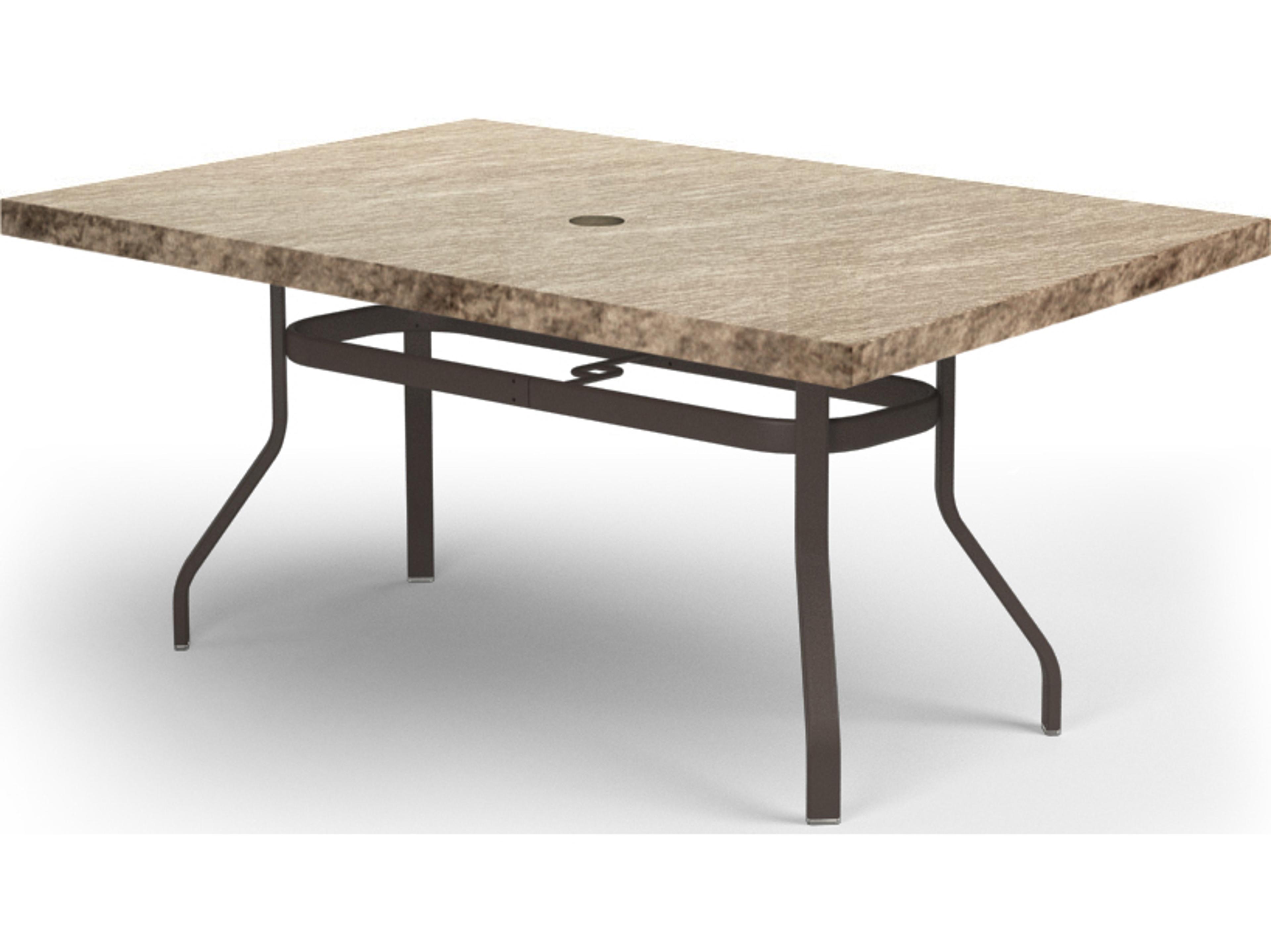 Homecrest Slate Aluminum Rectangular Outdoor Patio Counter Table with Umbrella Hole