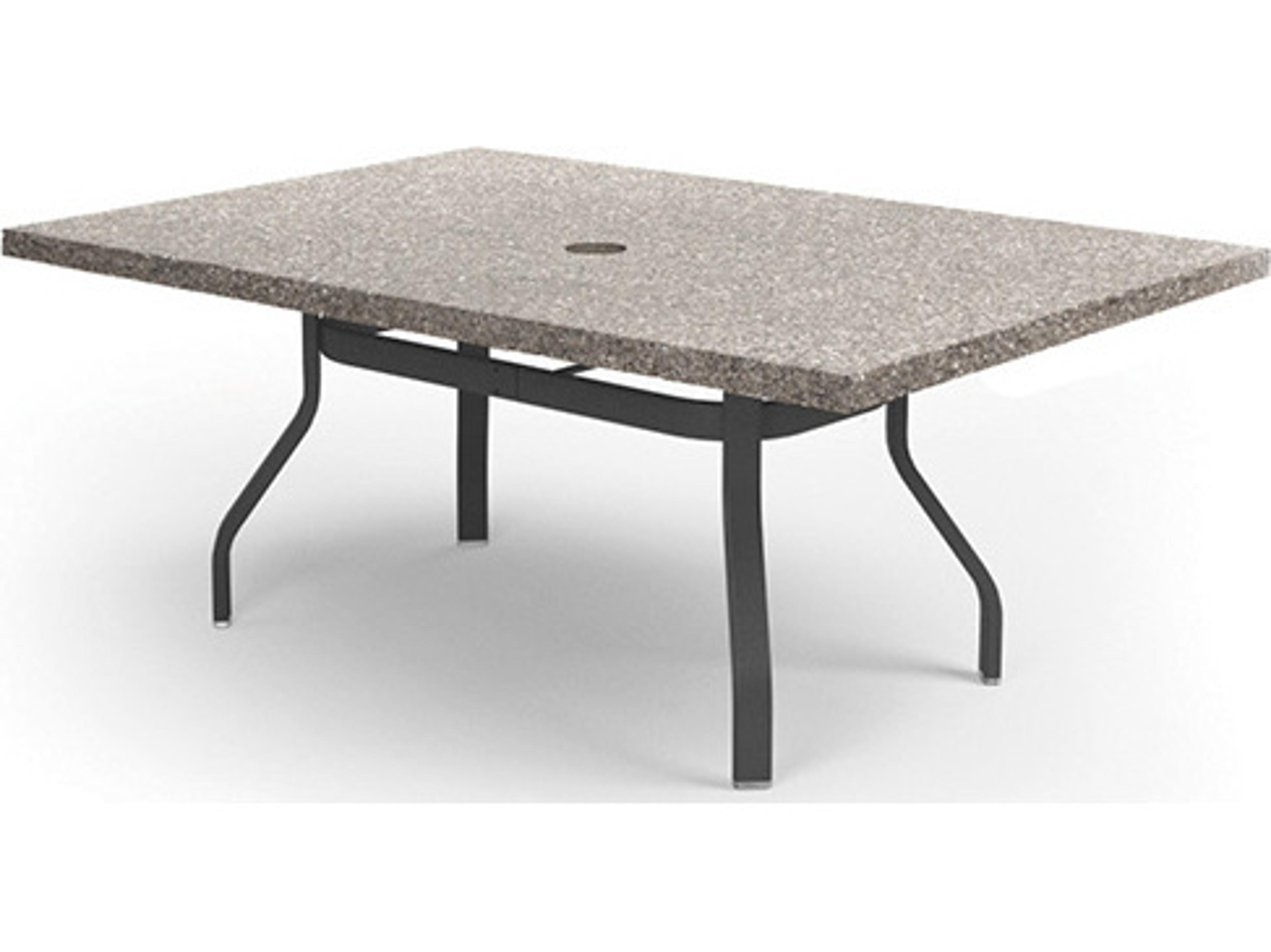 Homecrest Shadow Rock Aluminum 62"W x 42"D Rectangular Dining Table with Umbrella Hole