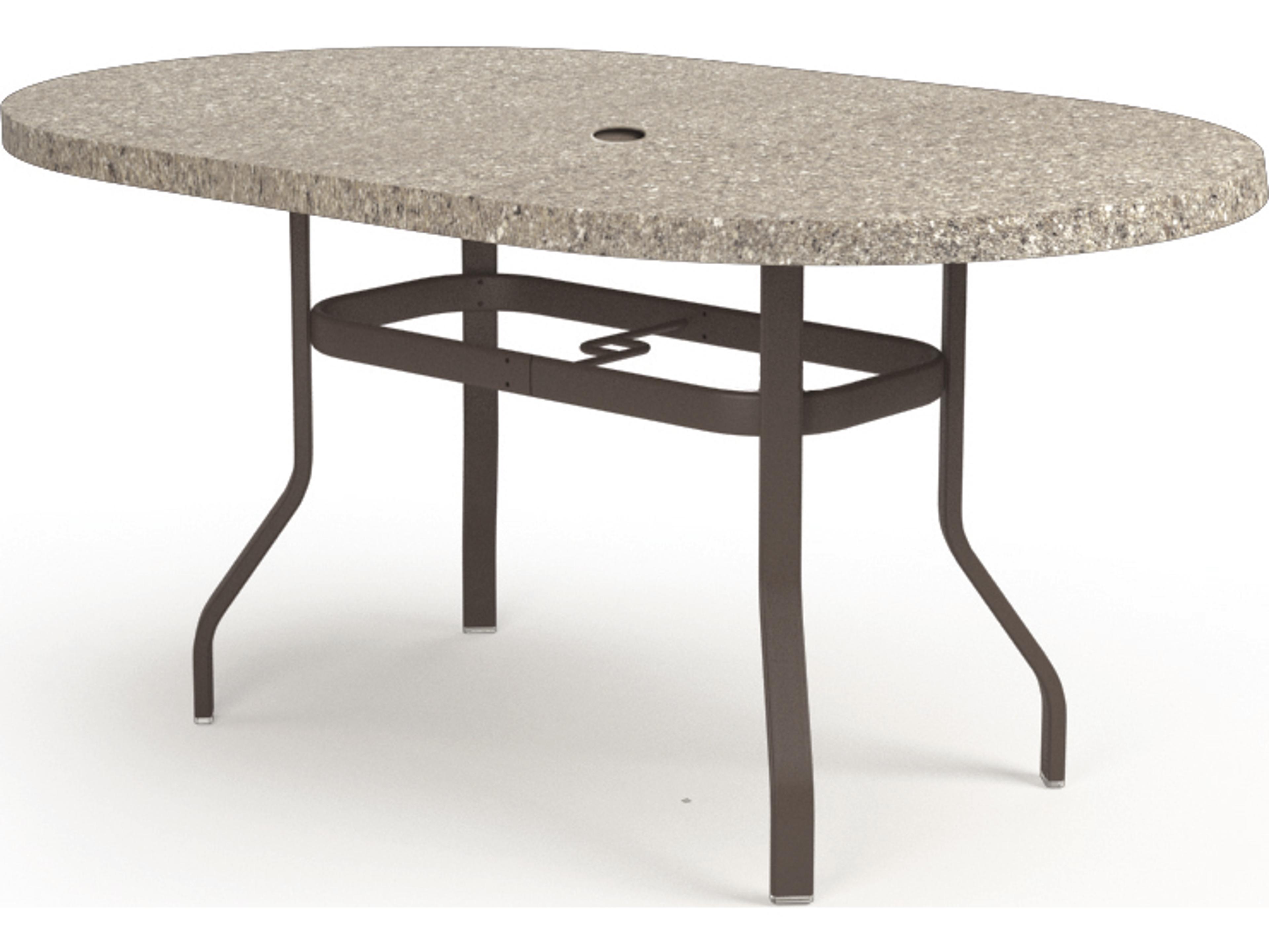 Homecrest Shadow Rock Aluminum Oval Outdoor Counter Table with Umbrella Hole