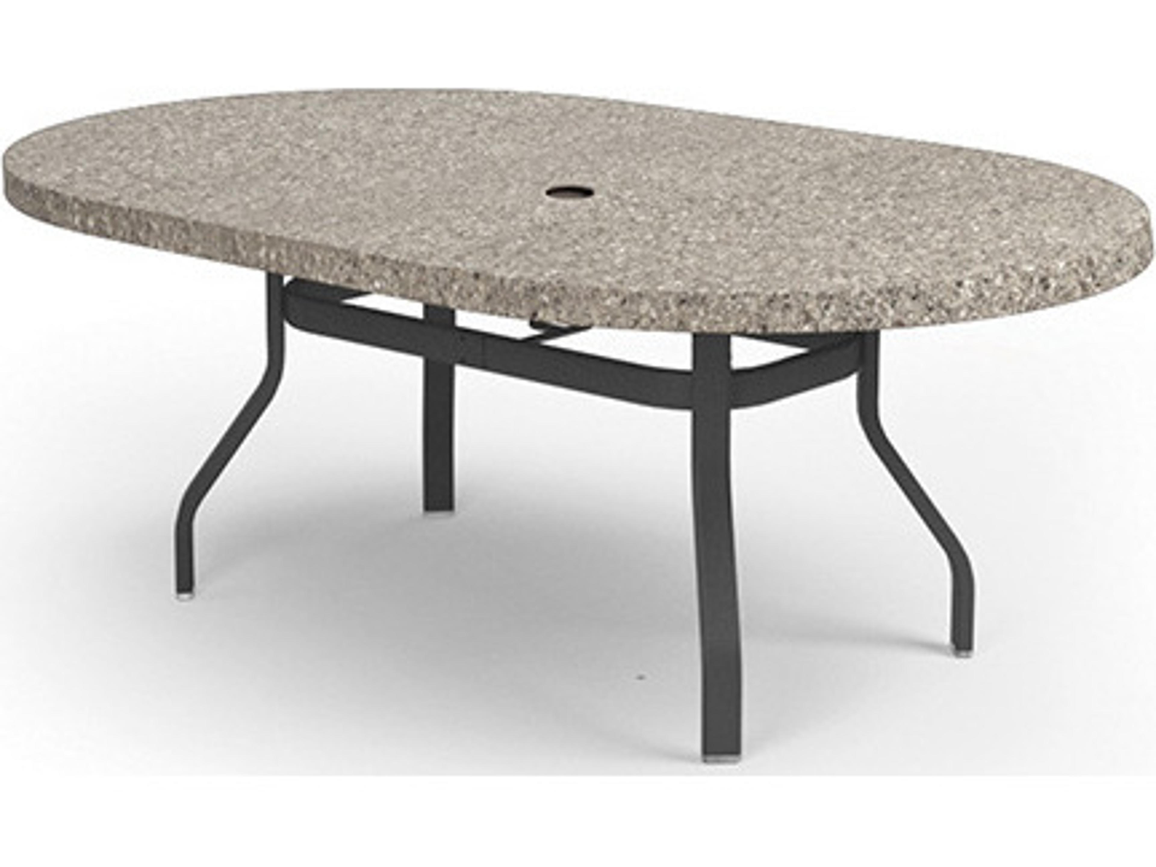 Homecrest Shadow Rock Natural Series Aluminum 72"W x 42"D Oval Dining Table with Umbrella Hole