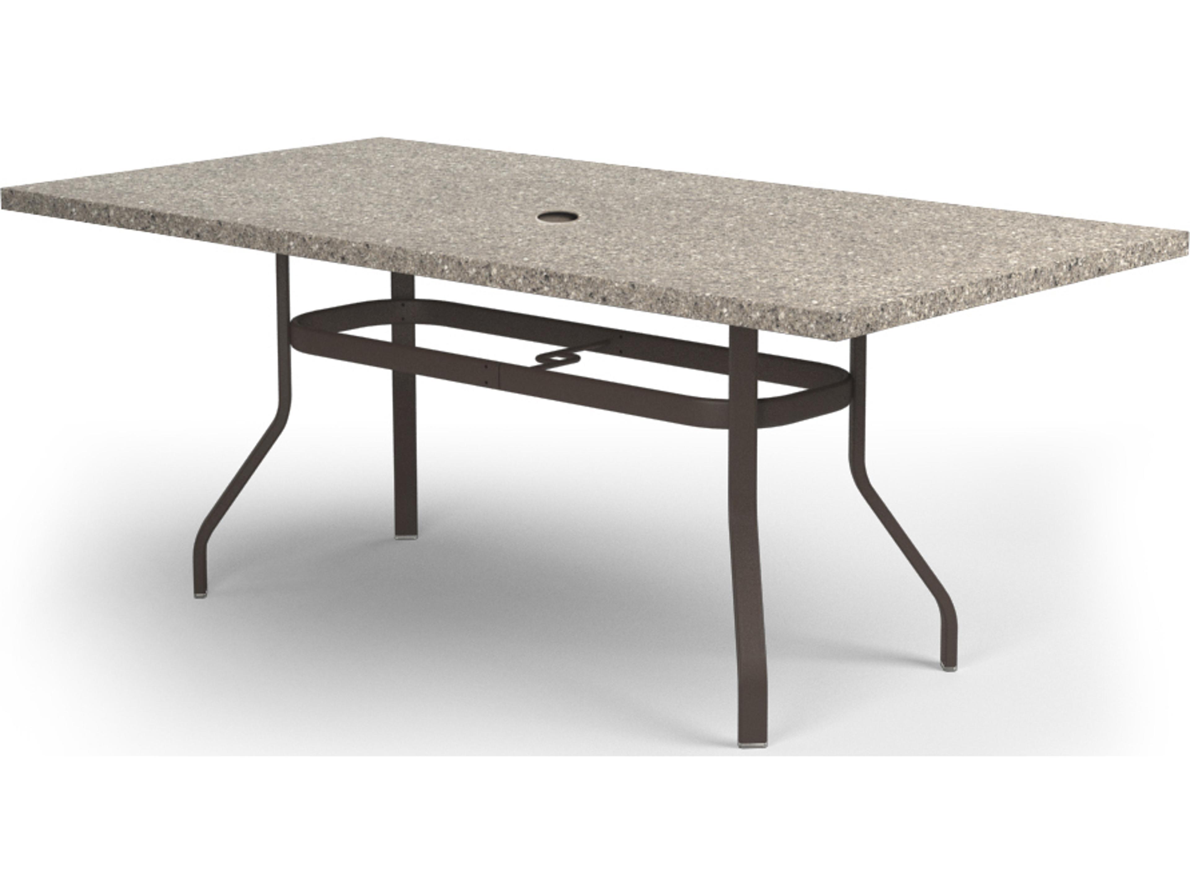 Homecrest Shadow Rock Aluminum Rectangular Patio Counter Table with Umbrella Hole