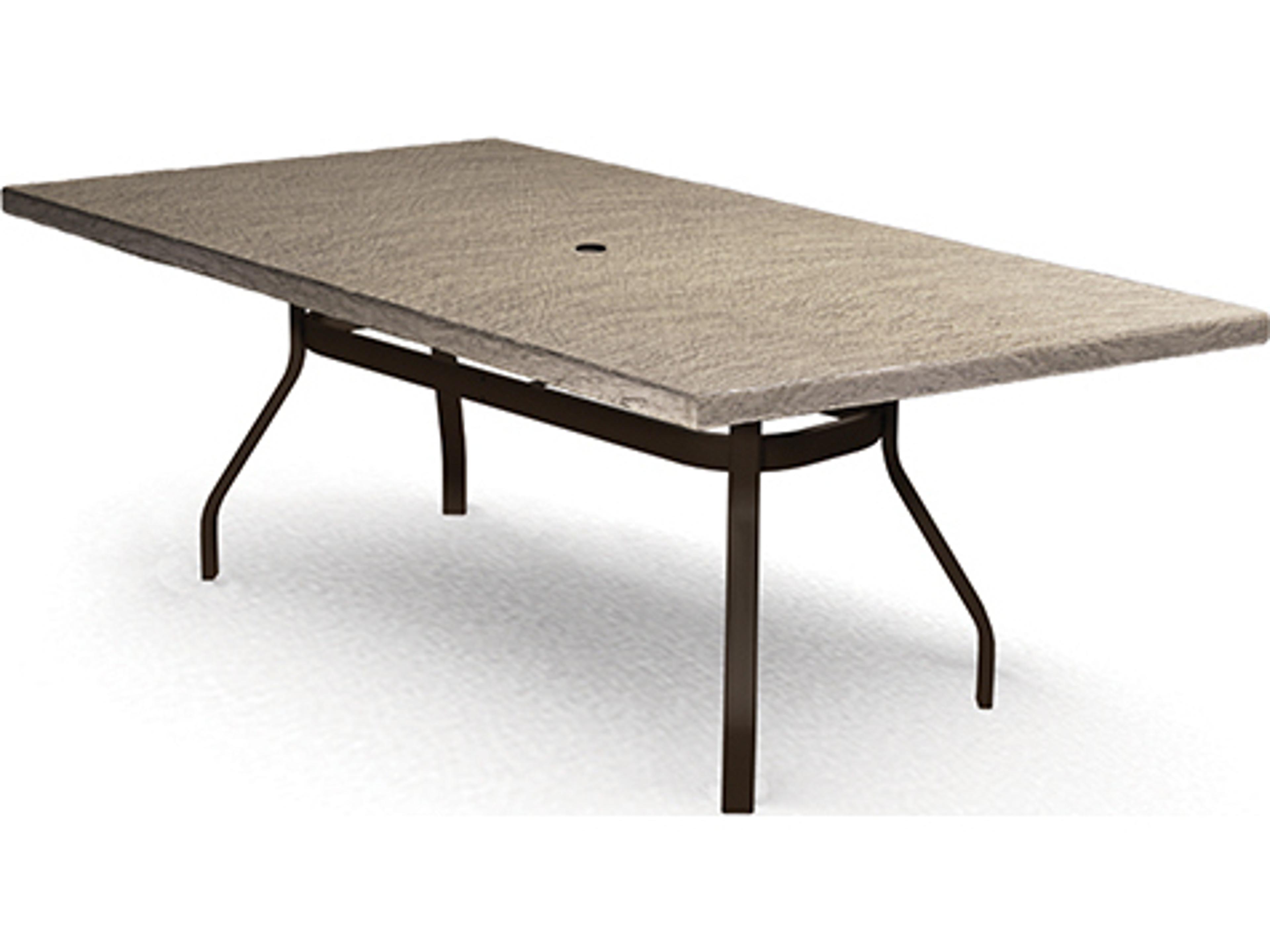 Homecrest Slate Natural Series Aluminum 82"W x 42"D Rectangular Dining Table with Umbrella Hole