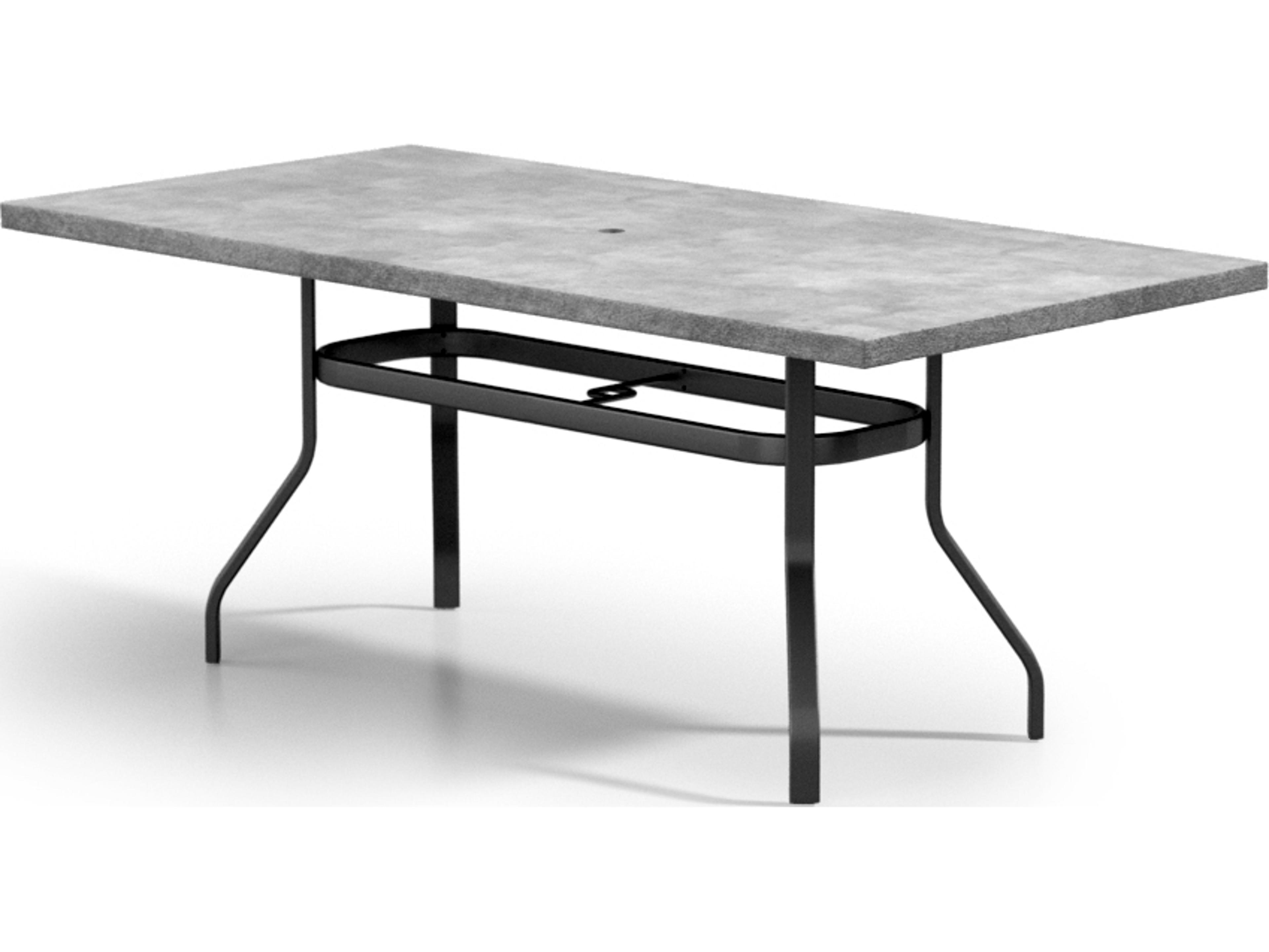 Homecrest Concrete Aluminum Rectangular Outdoor Patio Counter Table with Umbrella Hole