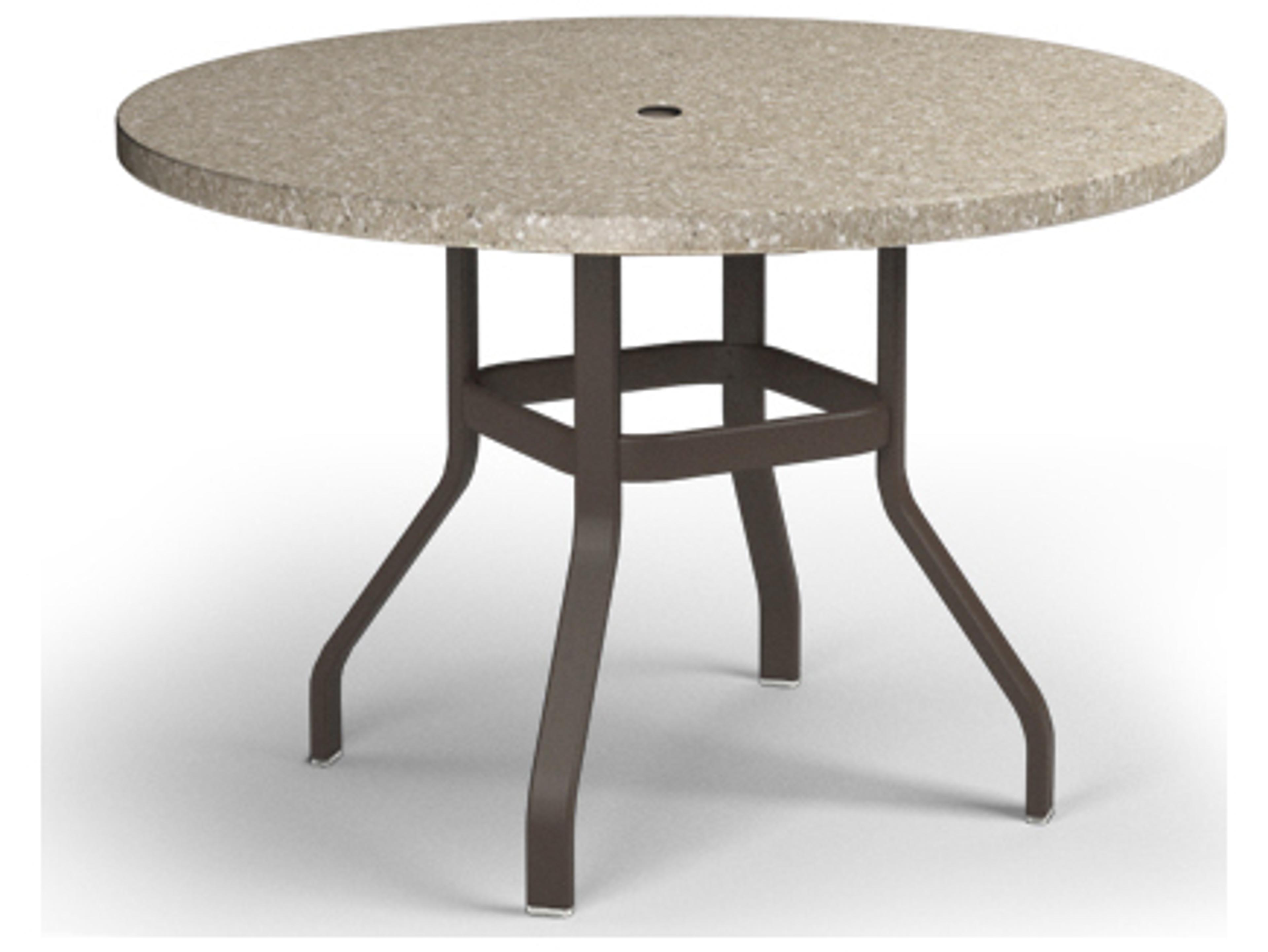 Homecrest Stonegate Aluminum Round Outdoor Patio Counter Table with Umbrella Hole
