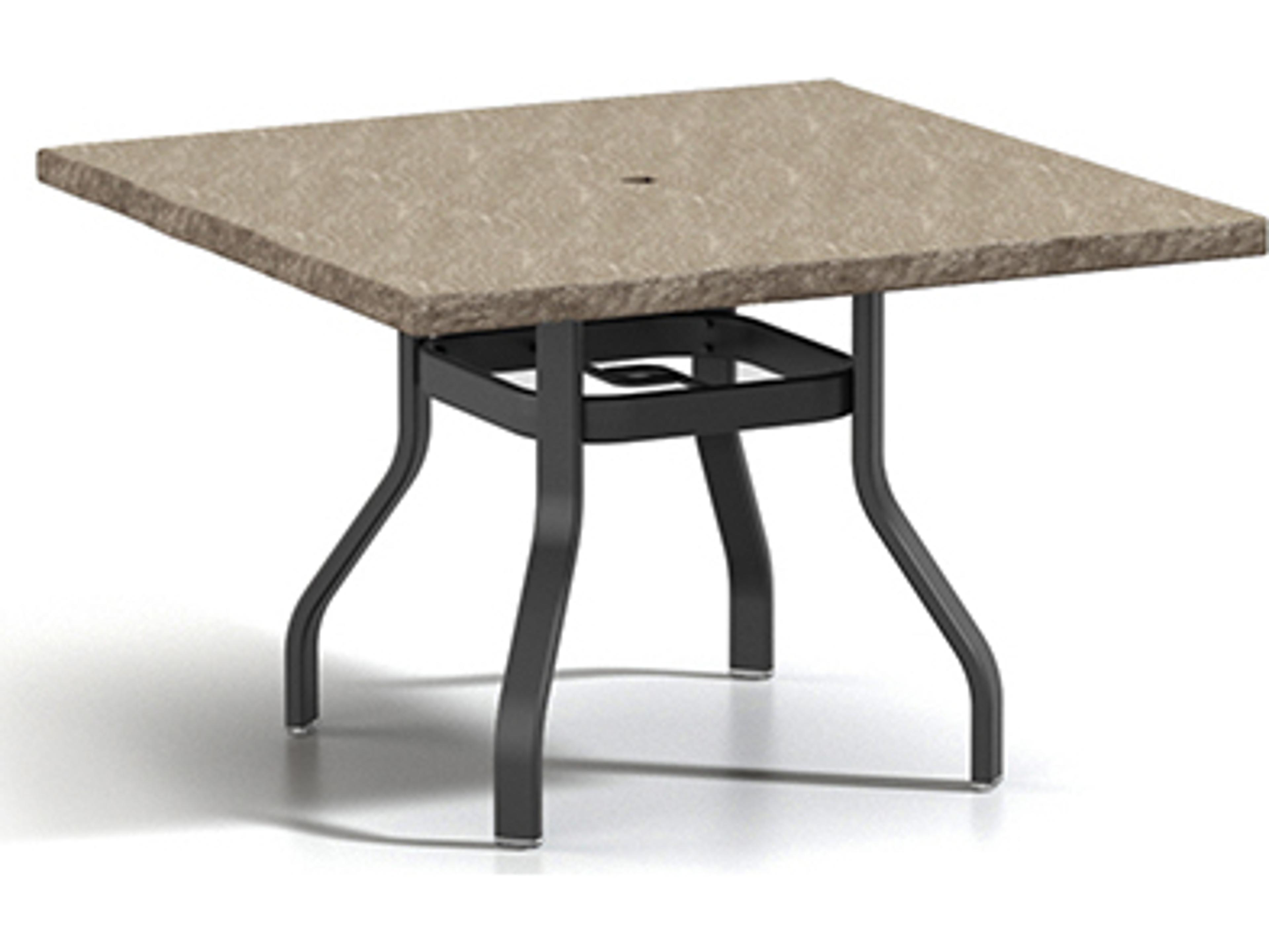 Homecrest Slate Natural Series Aluminum 42" Square Dining Table with Umbrella Hole