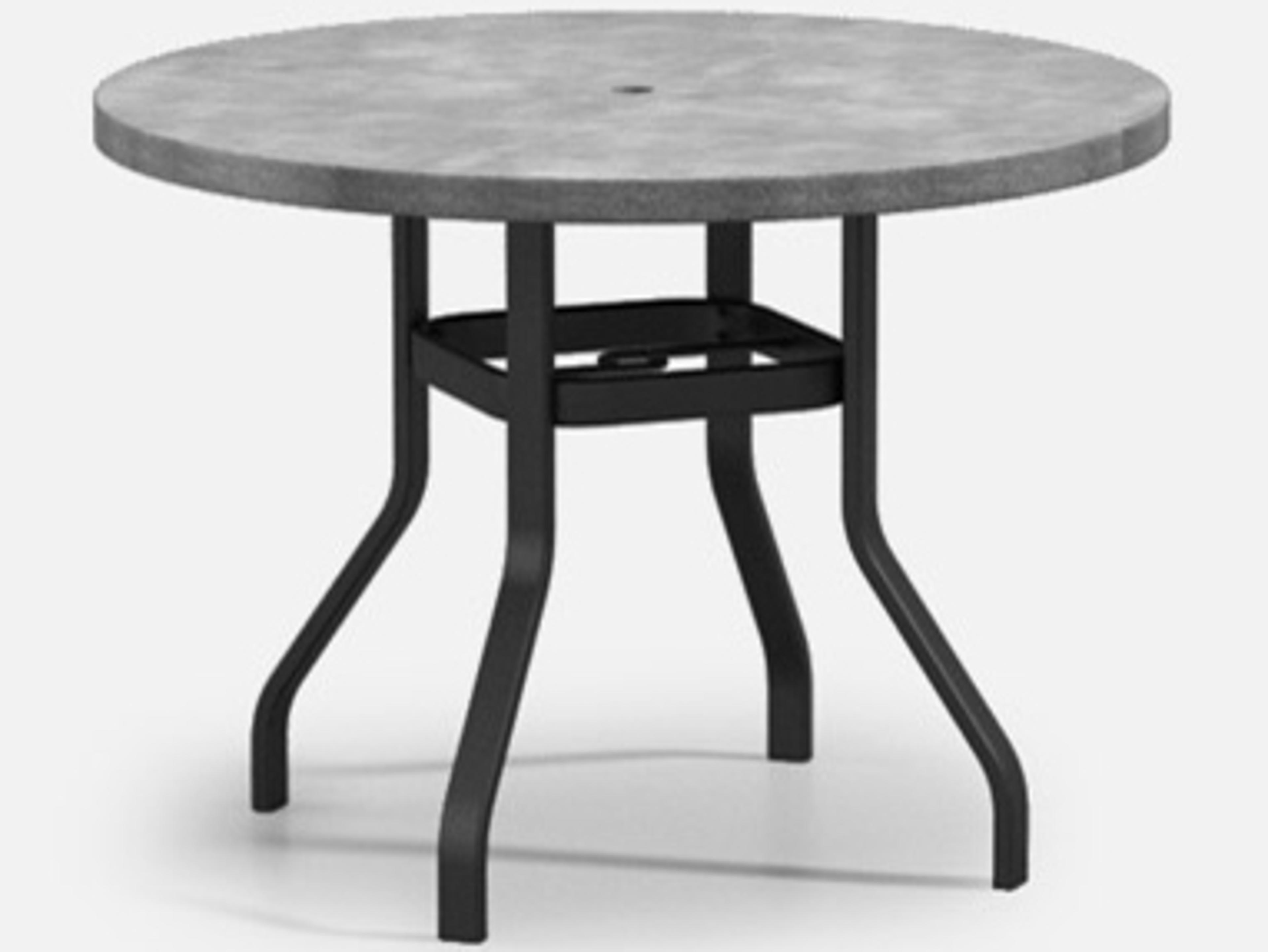 Homecrest Concrete Aluminum Round Outdoor Patio Counter Table with Umbrella Hole