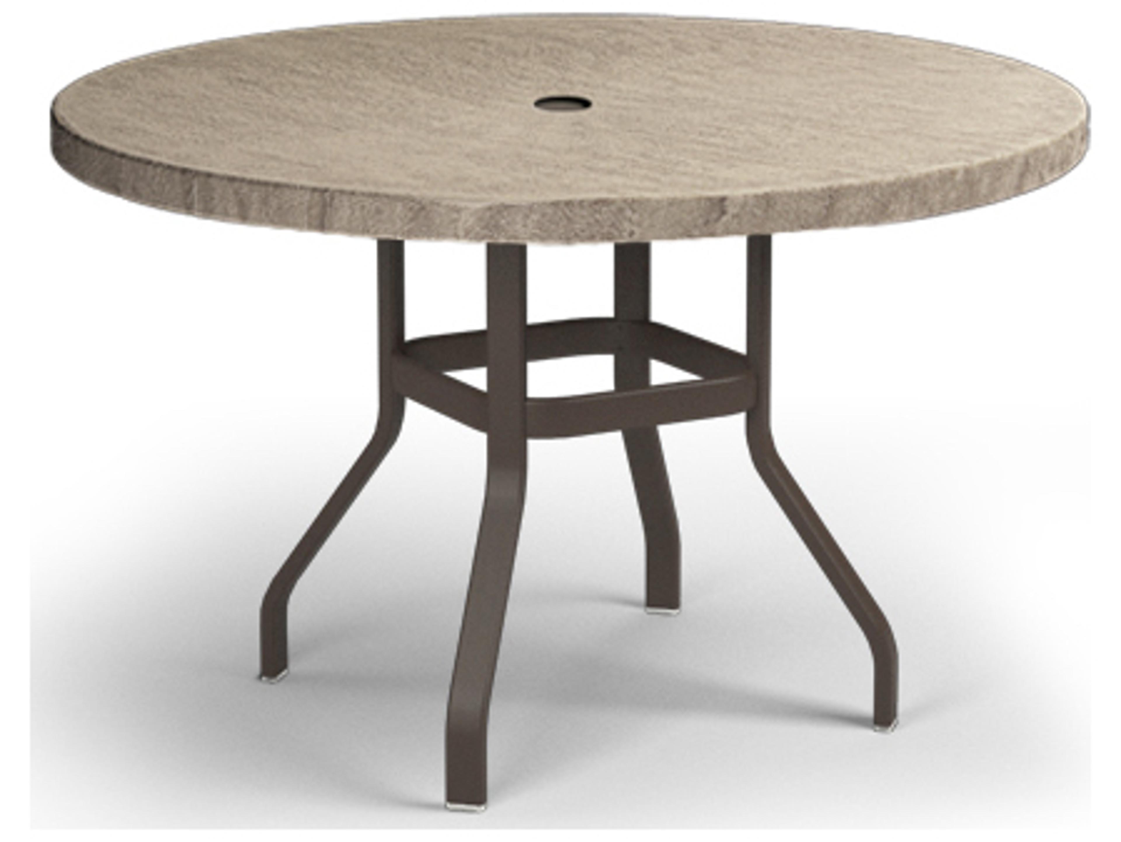 Homecrest Slate Aluminum Round Outdoor Patio Counter Table with Umbrella Hole