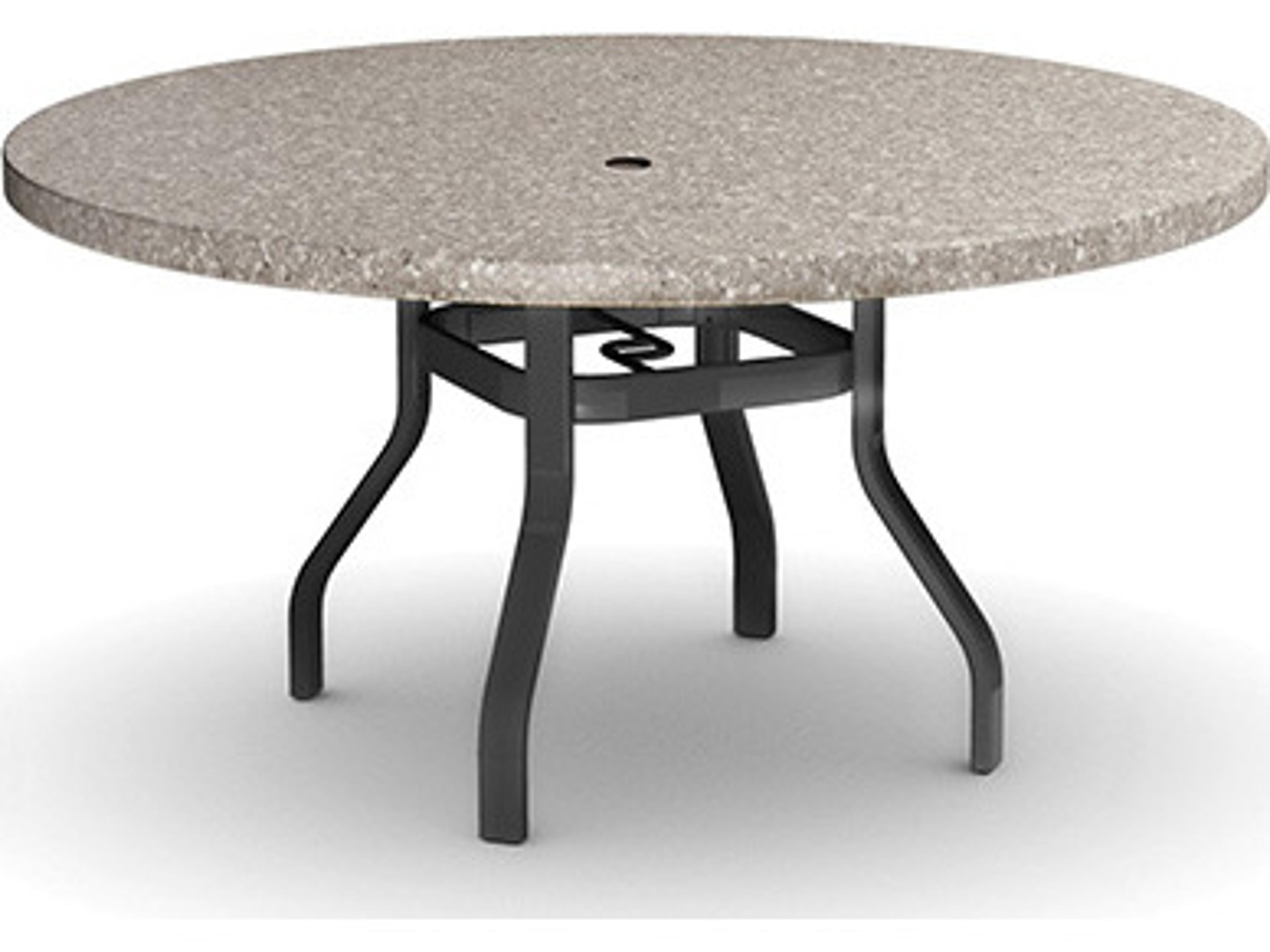 Homecrest Shadow Rock Natural Series Aluminum 48" Round Dining Table with Umbrella Hole