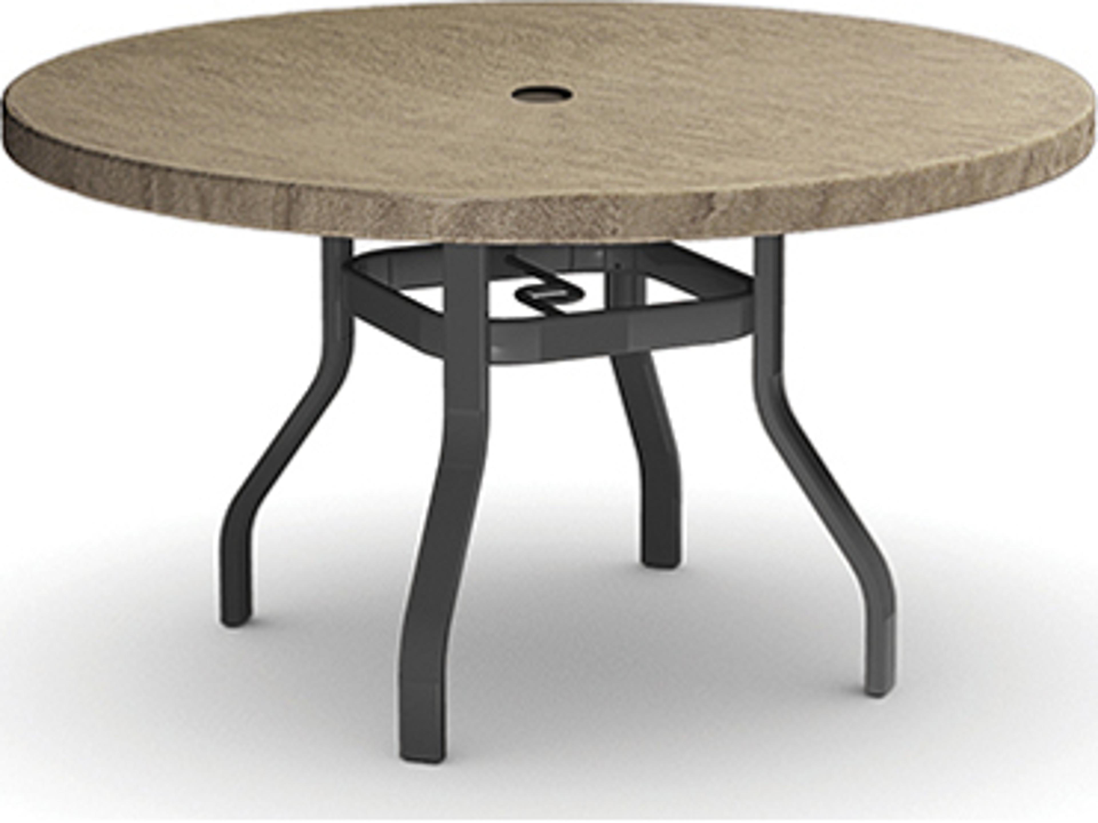 Homecrest Slate Natural Series Aluminum 48" Round Dining Table with Umbrella Hole
