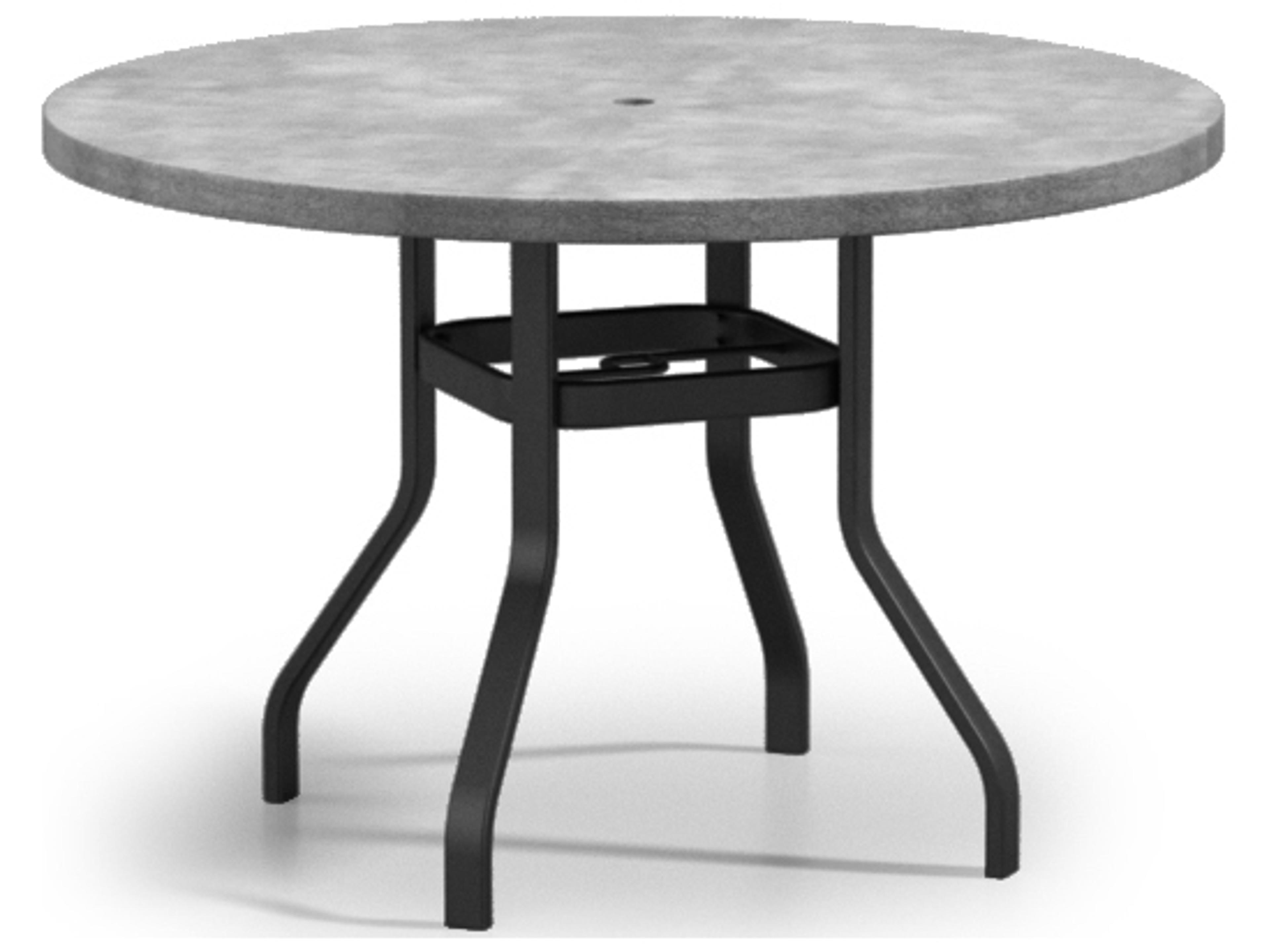 Homecrest Concrete Aluminum Round Patio Counter Table with Umbrella Hole