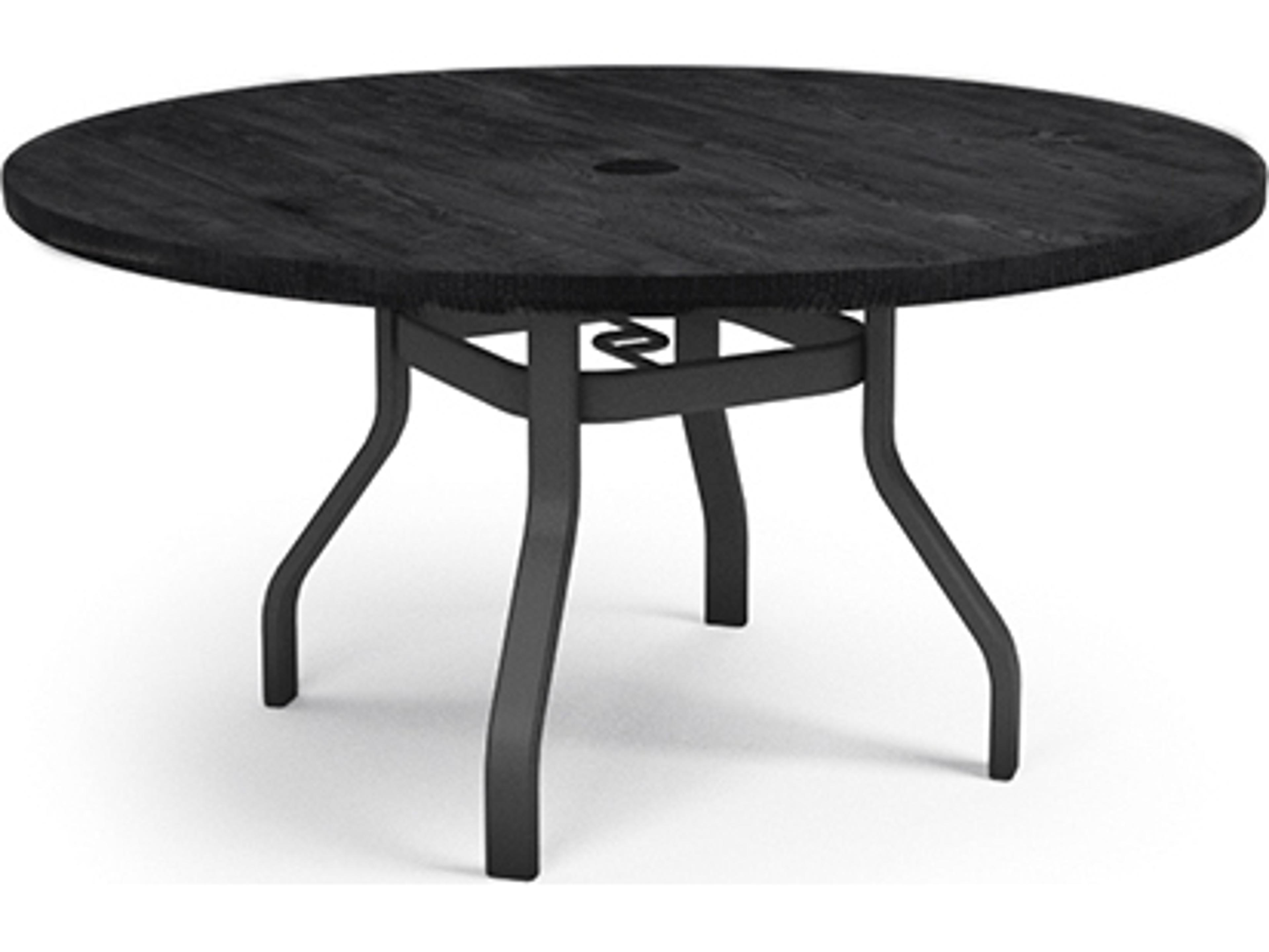 Homecrest Timber Natural Series Aluminum 54" Round Dining Table with Umbrella Hole