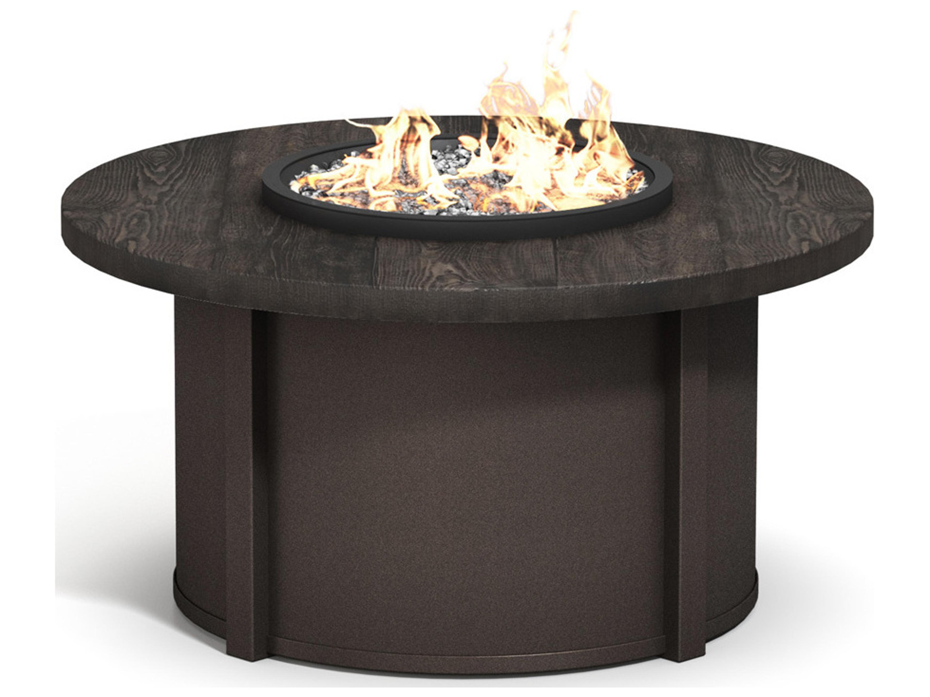 Homecrest Timber Faux Wood Aluminum Round Patio Fire Pit Table