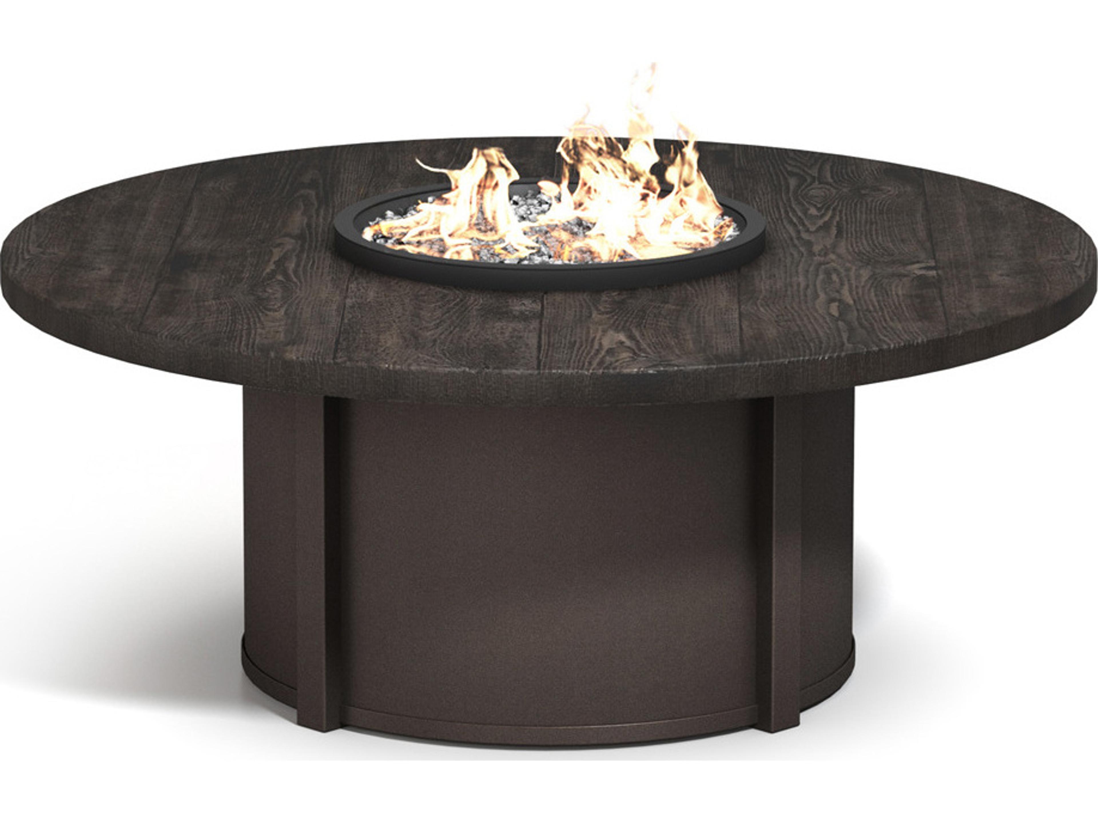 Homecrest Timber Faux Wood Aluminum Round Outdoor Patio Fire Pit Table
