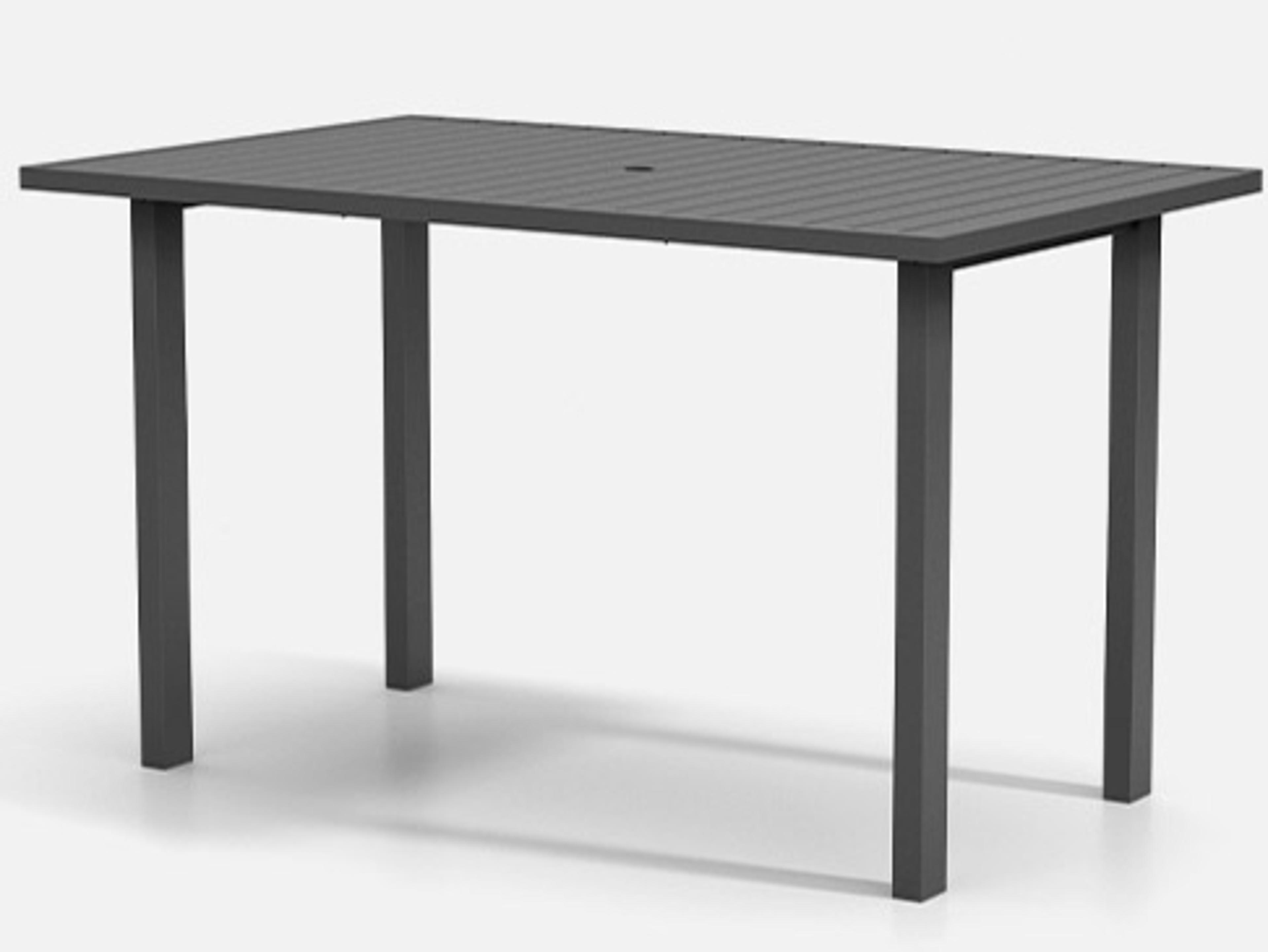 Homecrest Latitude Aluminum Rectangular Bar Post Base Table with Umbrella Hole