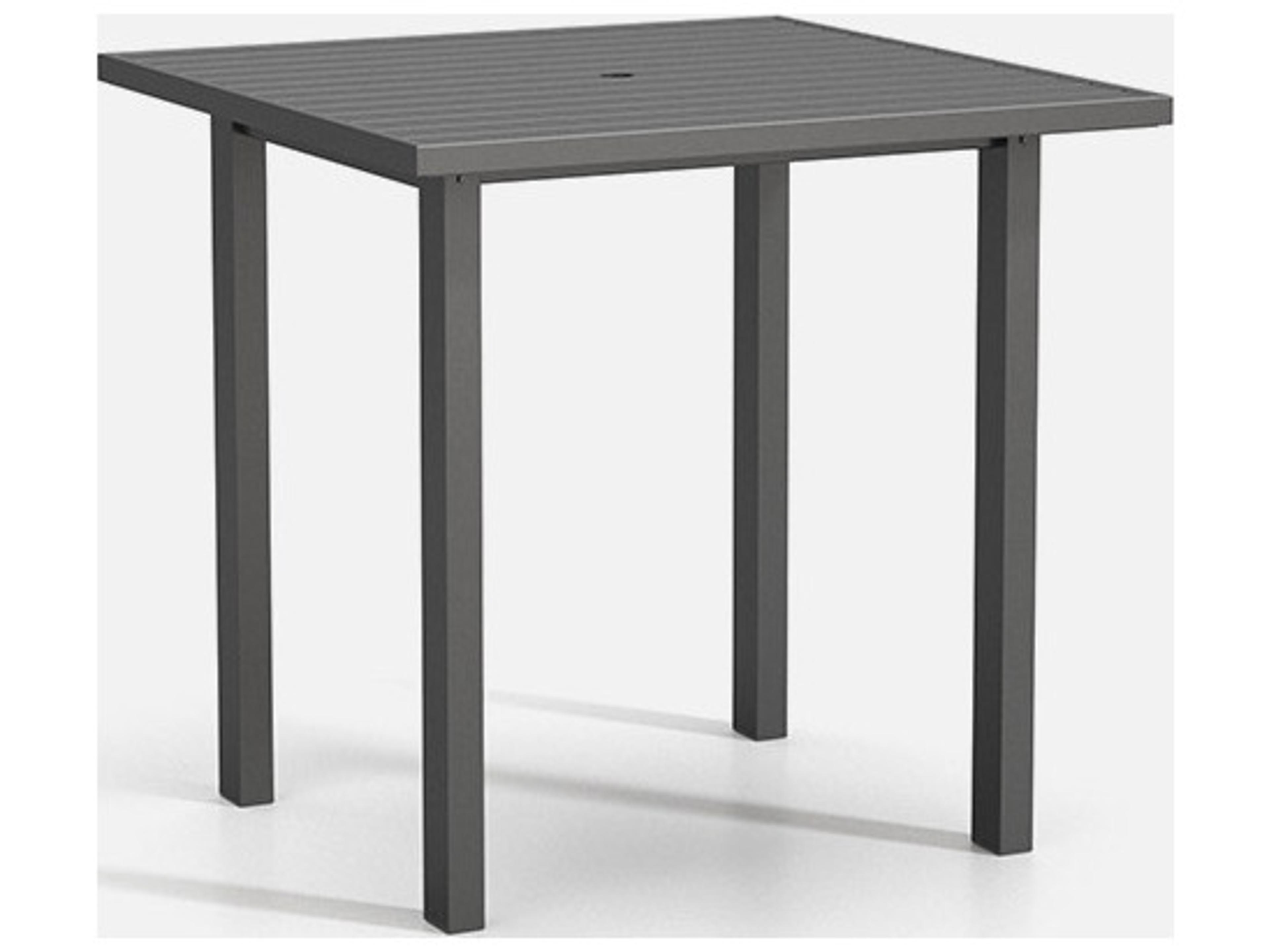 Homecrest Latitude Aluminum Square Post Base Outdoor Bar Table with Umbrella Hole