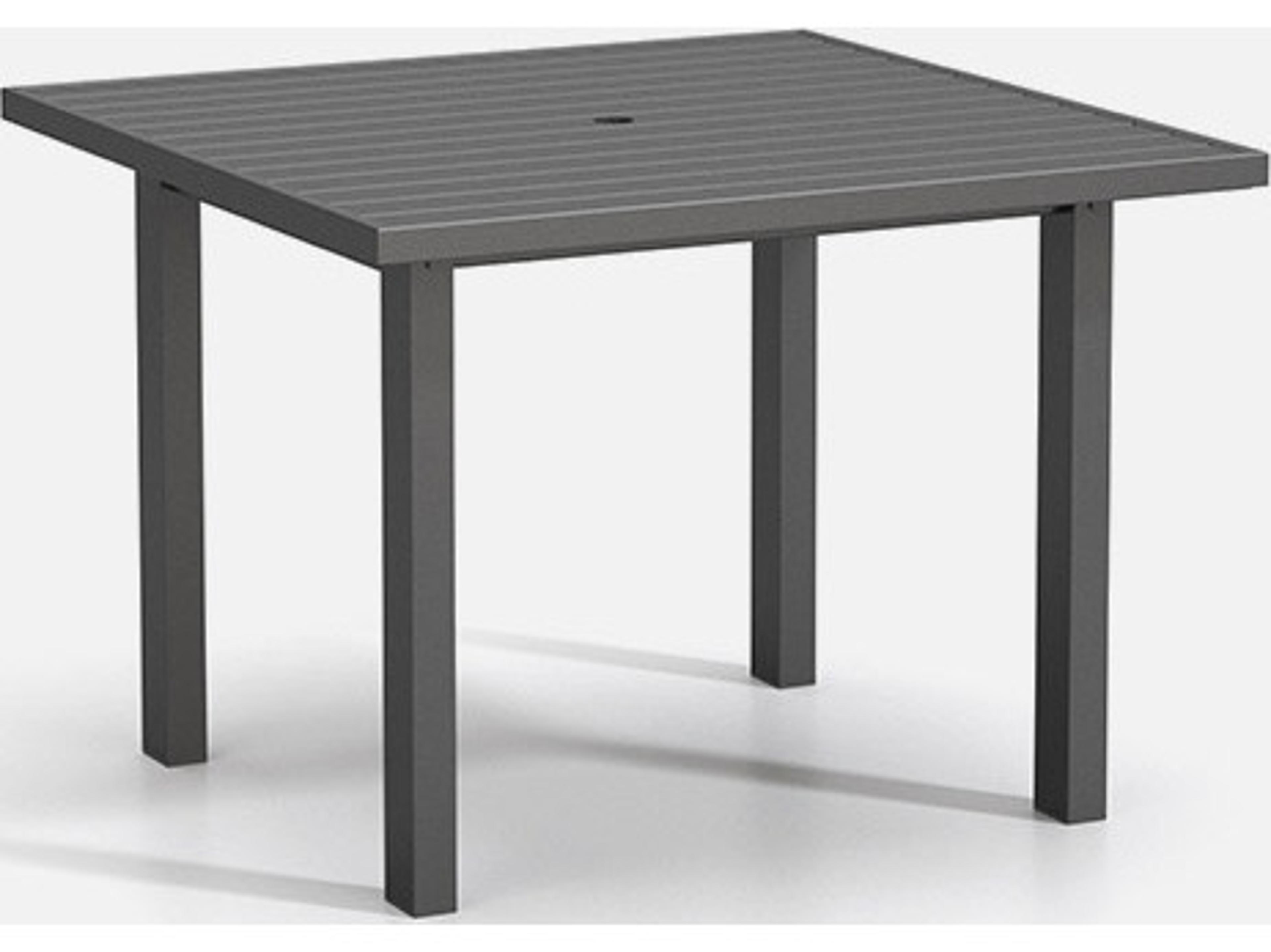 Homecrest Latitude Aluminum Square Post Base Cafe Table With Umbrella Hole