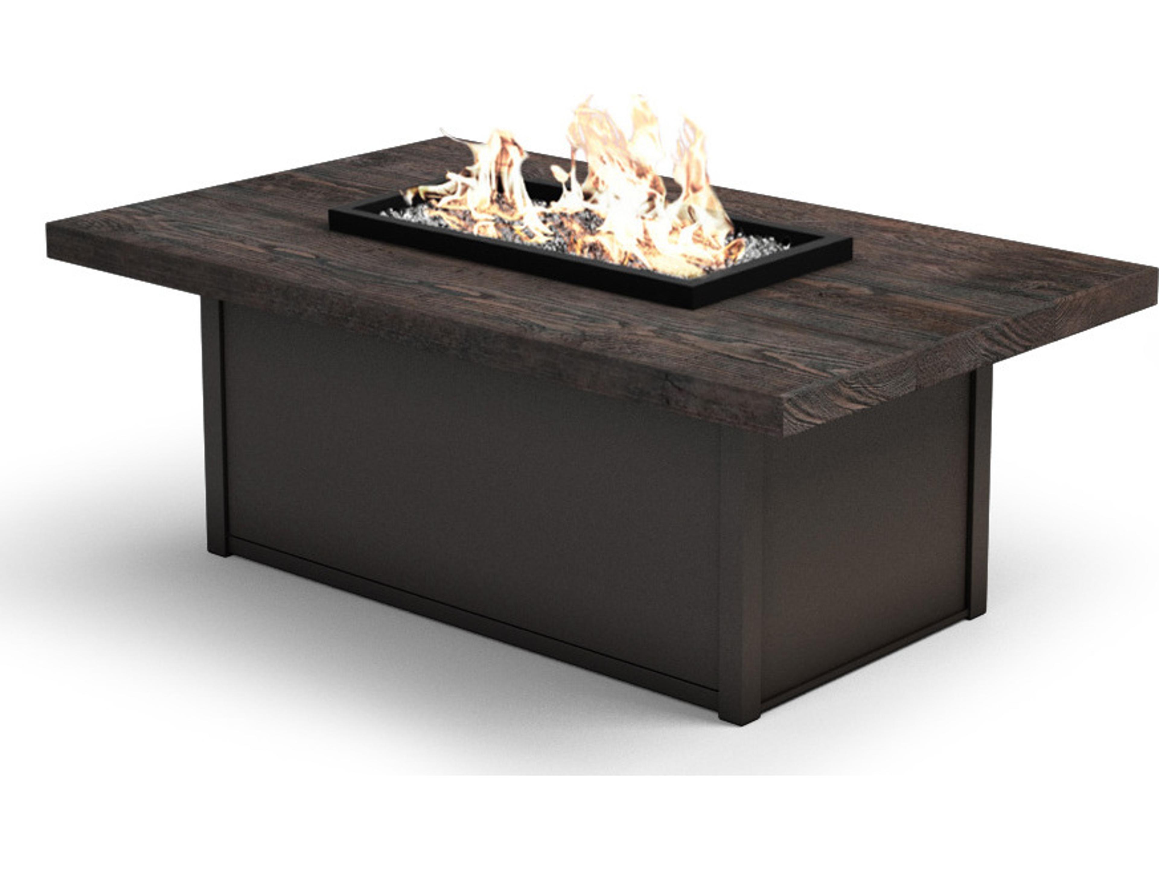 Homecrest Timber Faux Wood Aluminum Rectangular Outdoor Patio Fire Pit Table