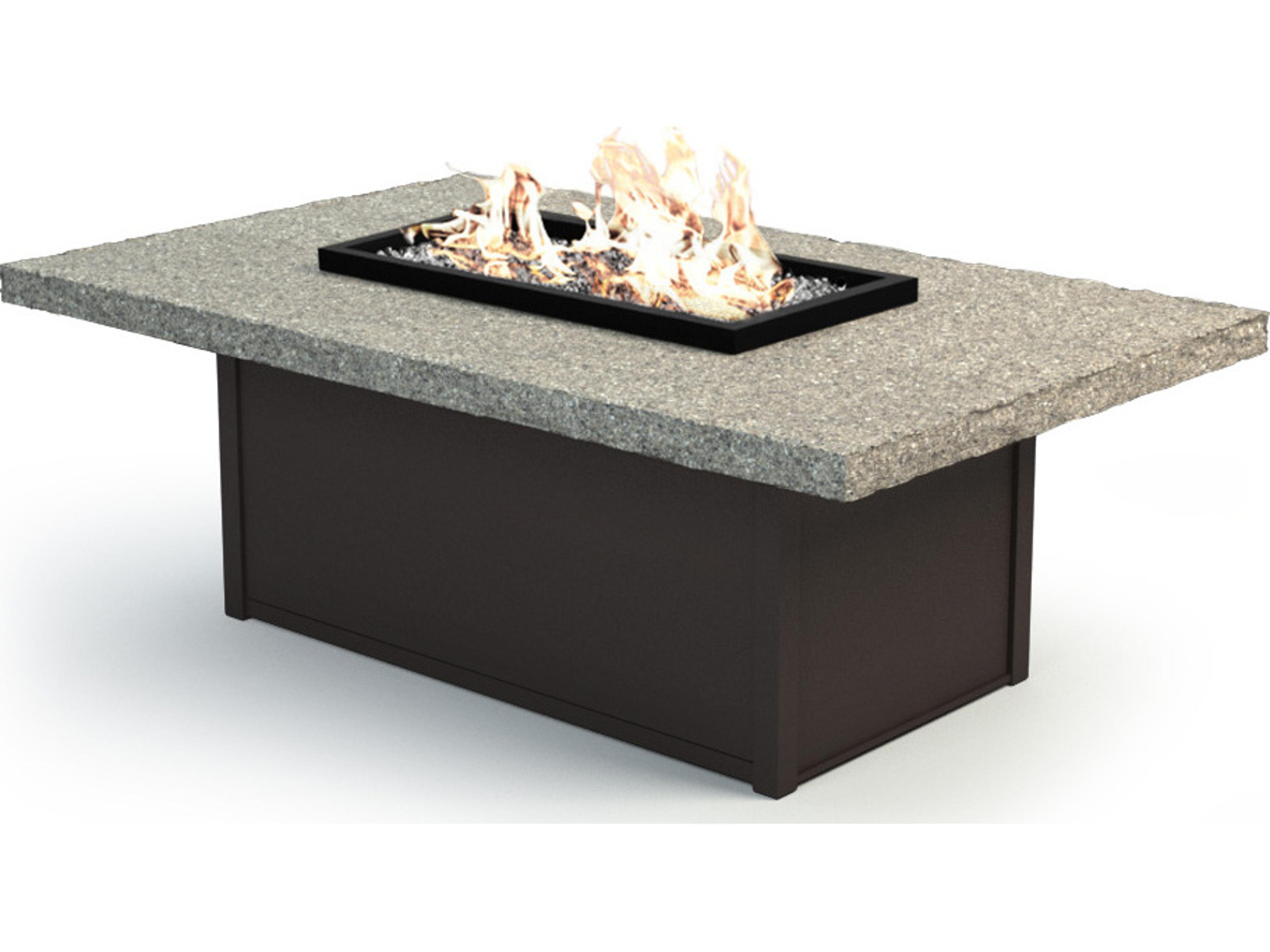 Homecrest Shadow Rock Aluminum Rectangular Outdoor Patio Fire Pit Table